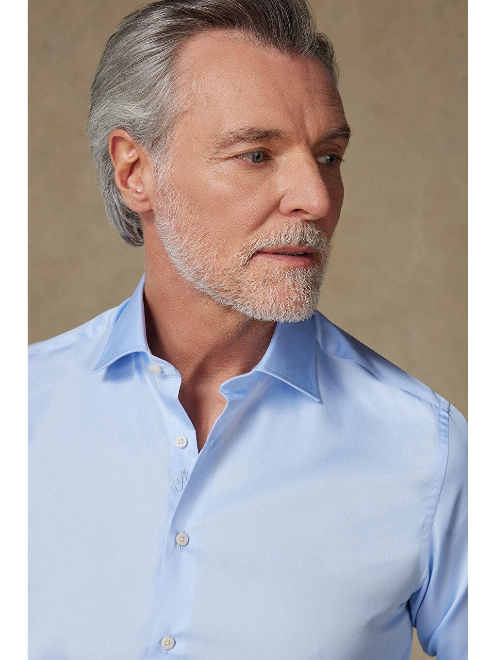 Donatello Saten Pamuklu Slim Fit Açık Mavi Klasik Yaka Erkek Düz Gömlek-3