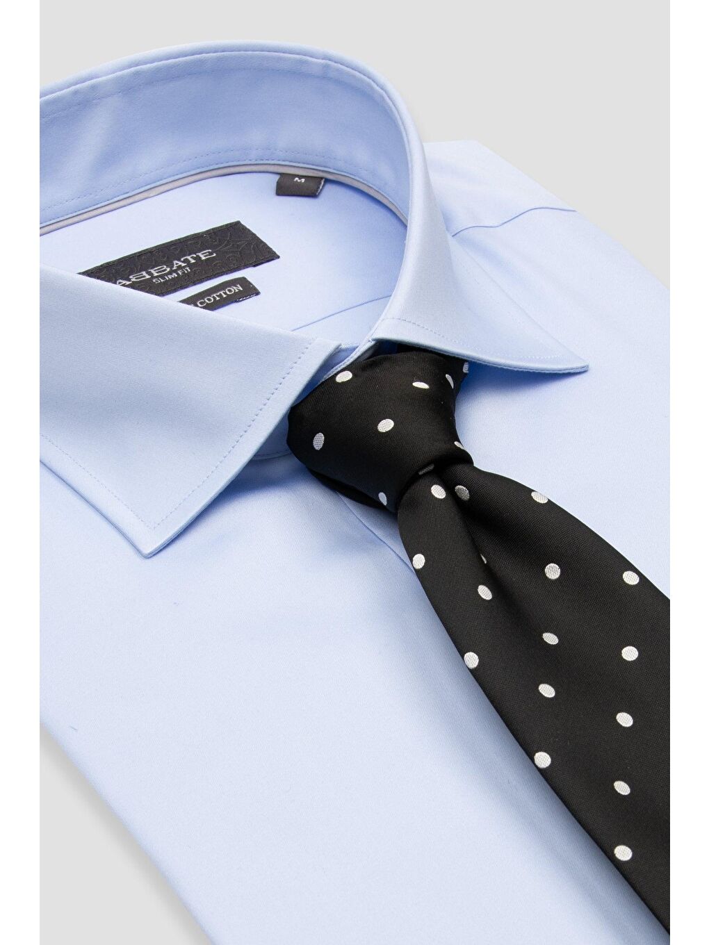 Donatello Saten Pamuklu Slim Fit Açık Mavi Klasik Yaka Erkek Düz Gömlek-5