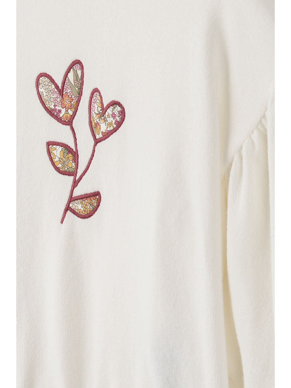 Ekru Liberty Kumaş Nakışlı Kız Çocuk Sweatshirt-4