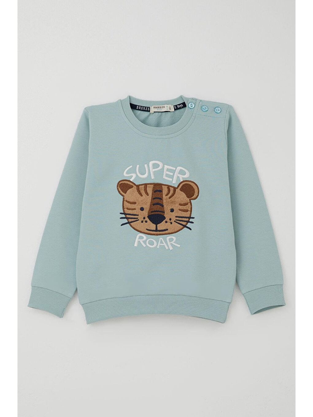 Turkuaz Erkek Çocuk Eşofman Takımı Sevimli Kaplan Nakışlı Su Yeşili (1-4 Yaş)-1