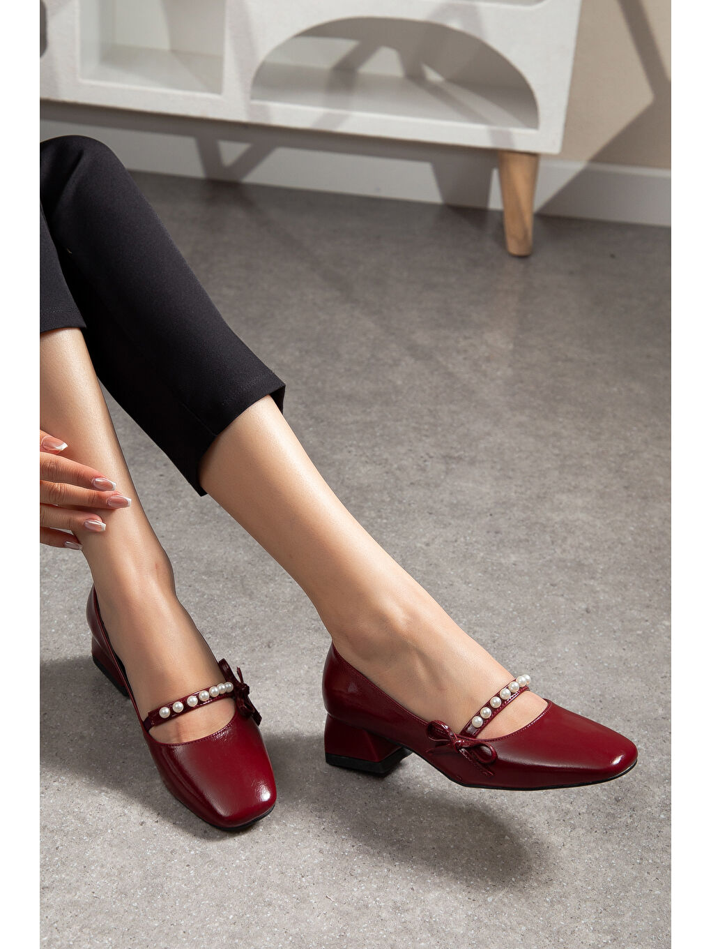 Bordo D00104 Günlük Ortopedik Klasik Topuklu Kadın Ayakkabı-4