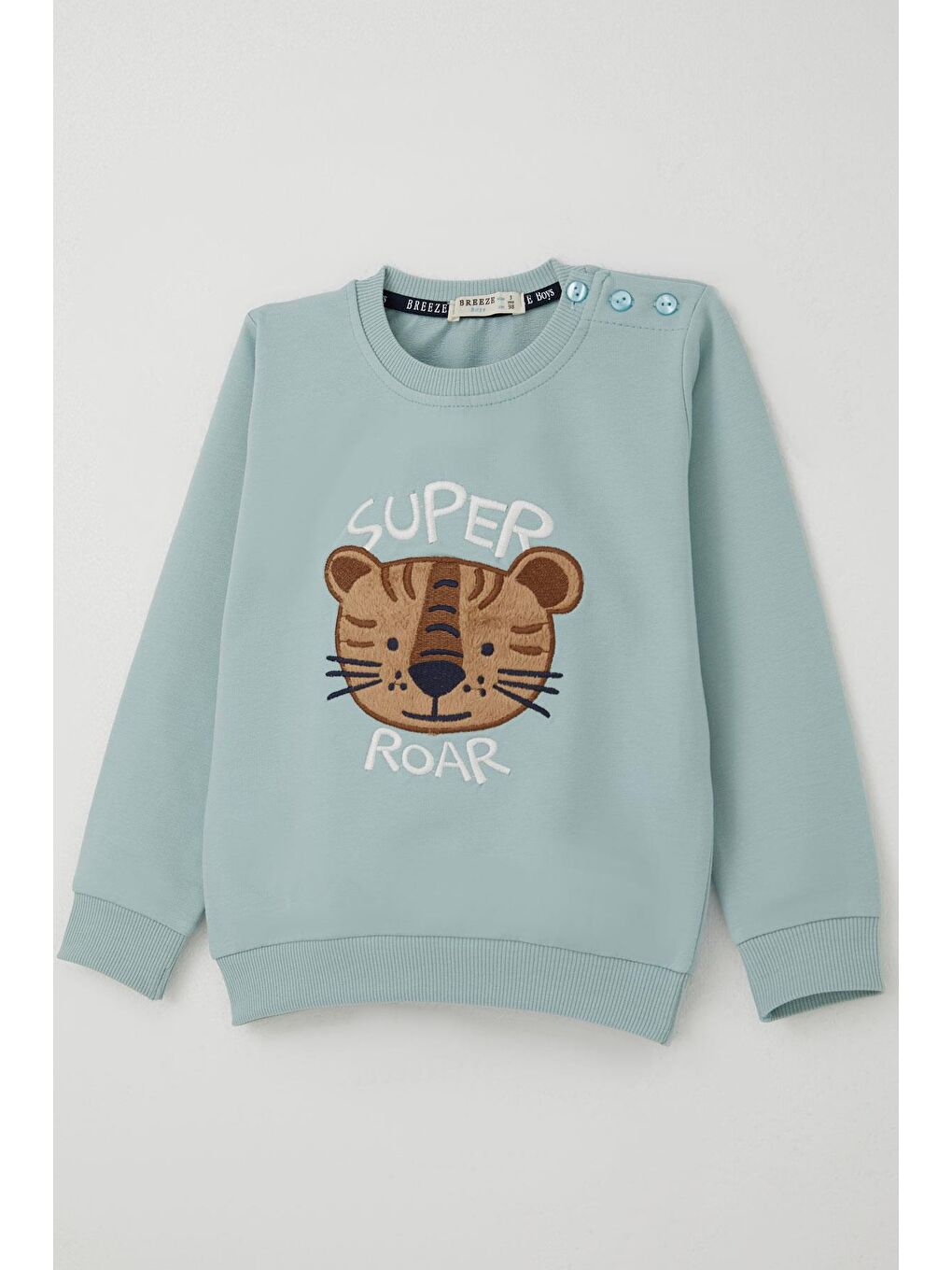 Turkuaz Erkek Çocuk Eşofman Takımı Sevimli Kaplan Nakışlı Su Yeşili (1-4 Yaş)-5