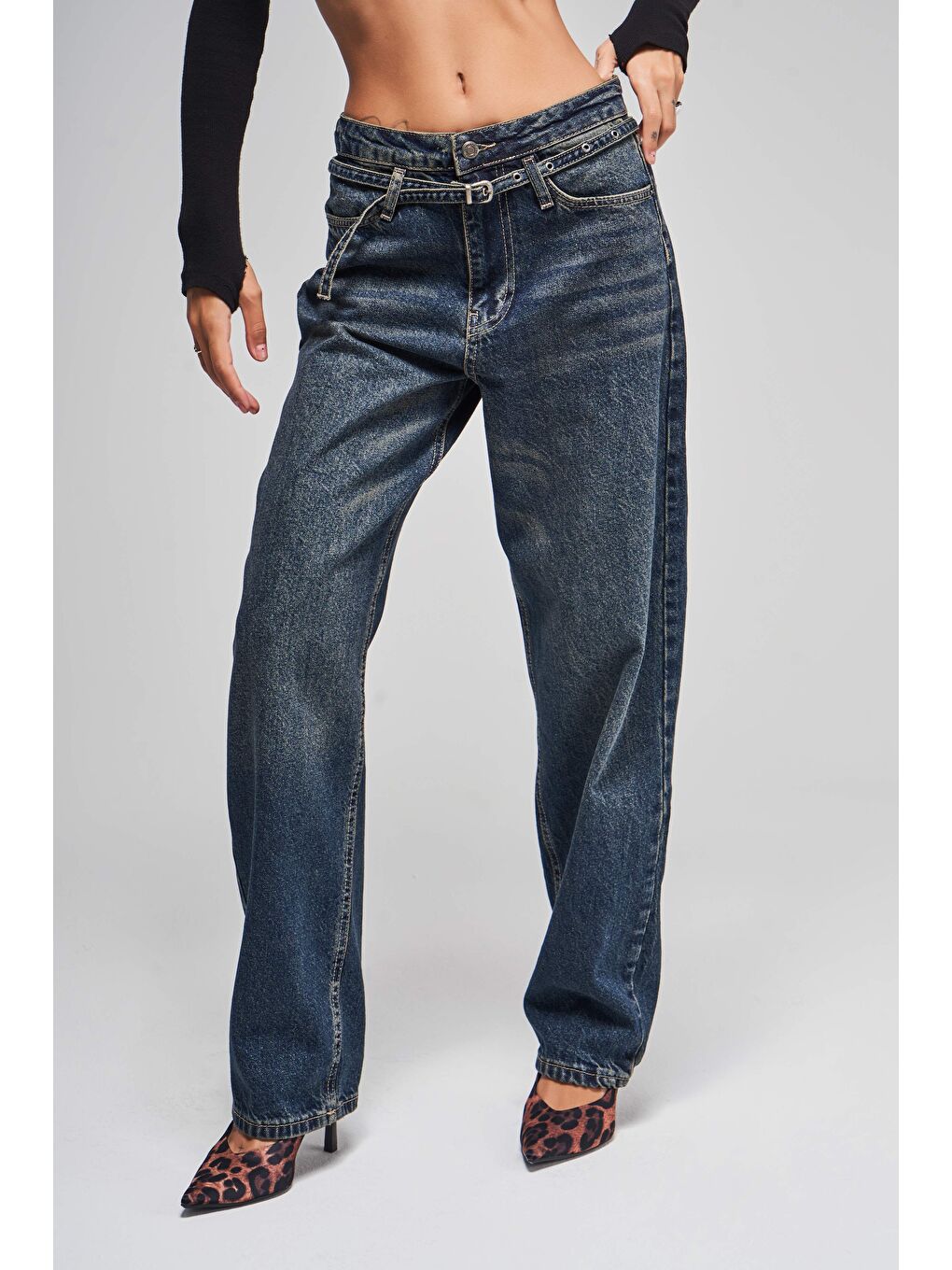 Mavi Kadın T.Kot Rengi Taılored Fit Kemerli %100 Pamuk Denim