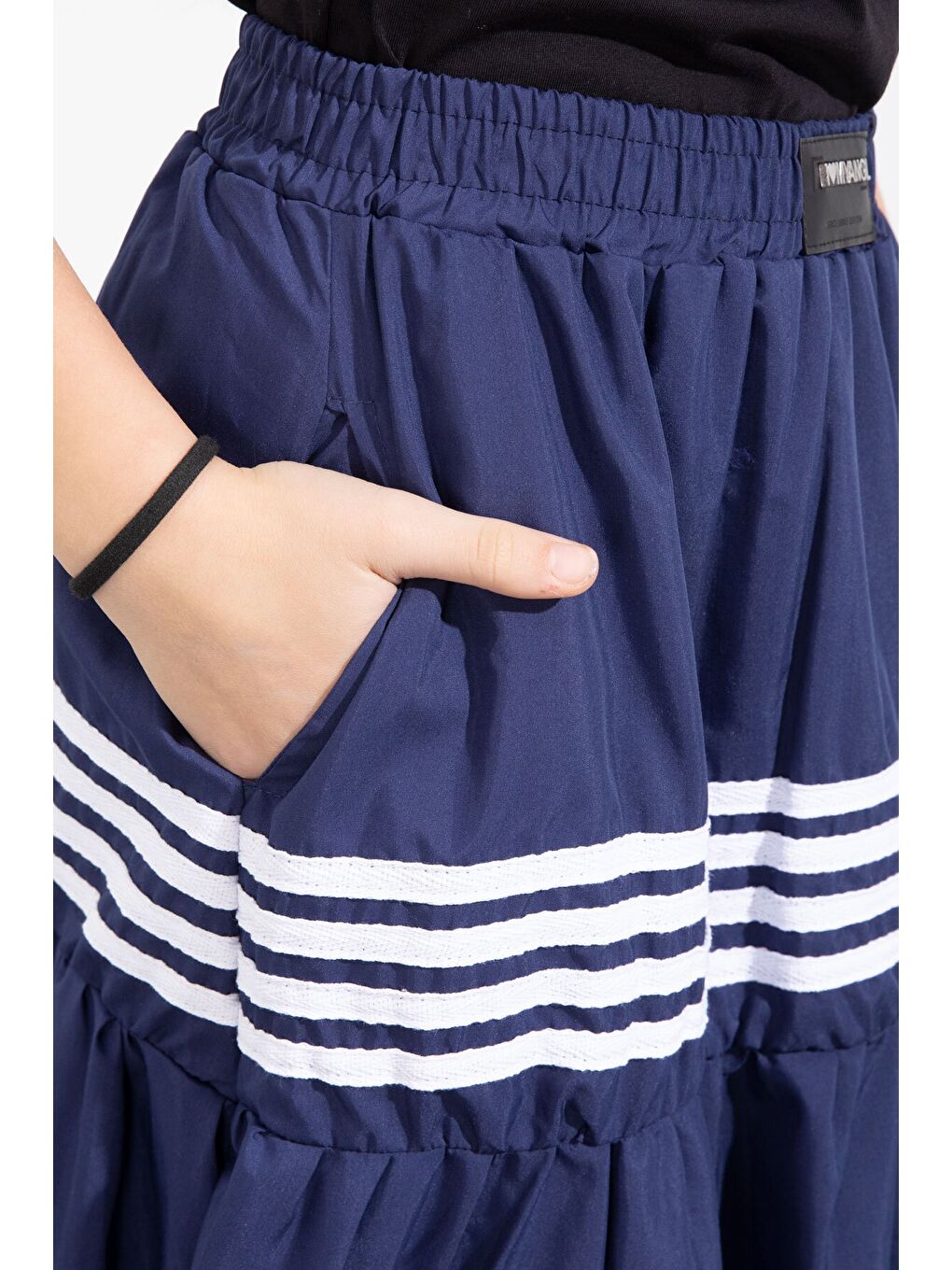 Lacivert Şerit Desenli Kız Çocuk Balon Etek 23557-4