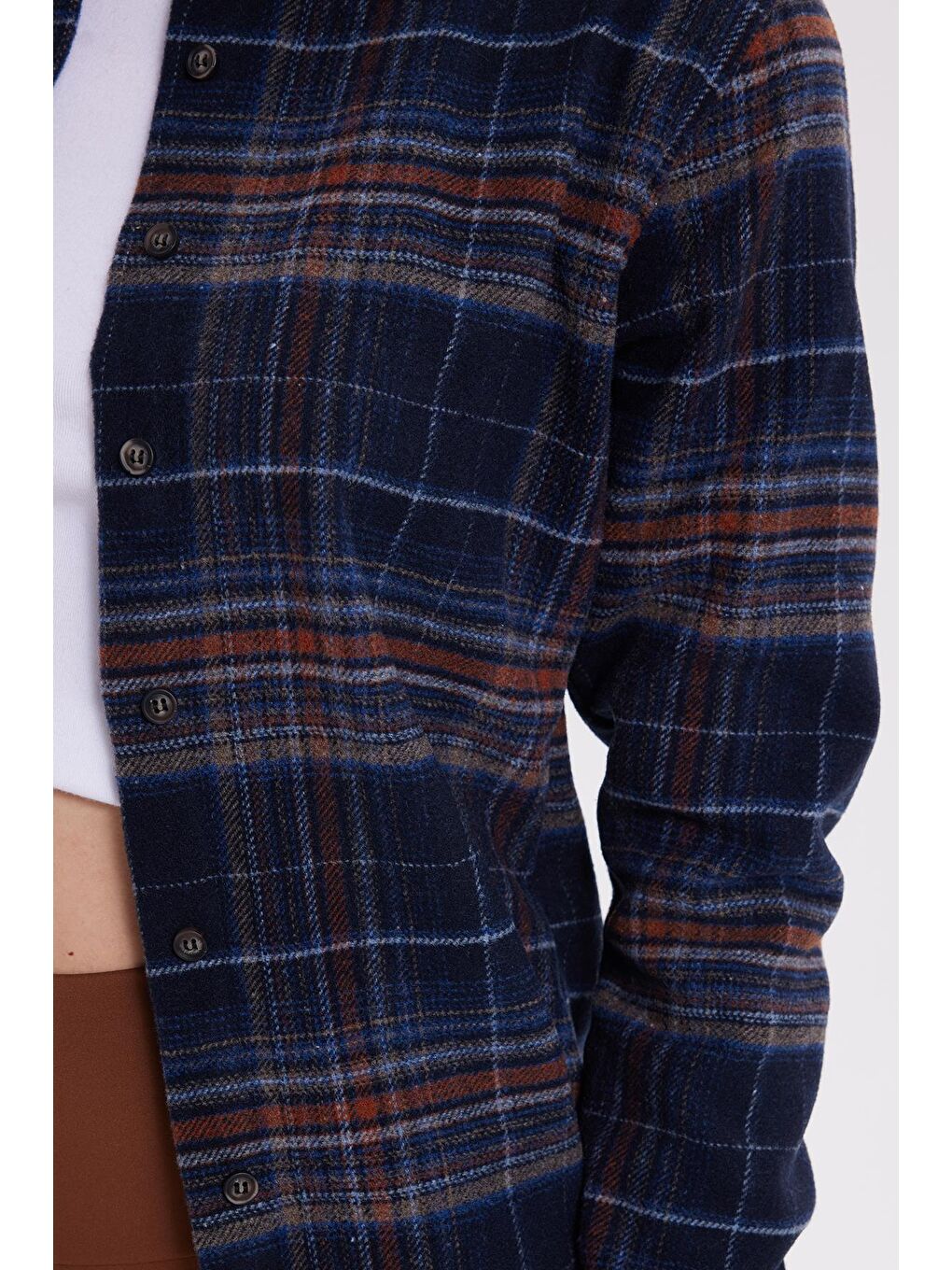 Karışık Kadın Oversize Geniş Kalıp Oduncu Ekose Gömlek-2