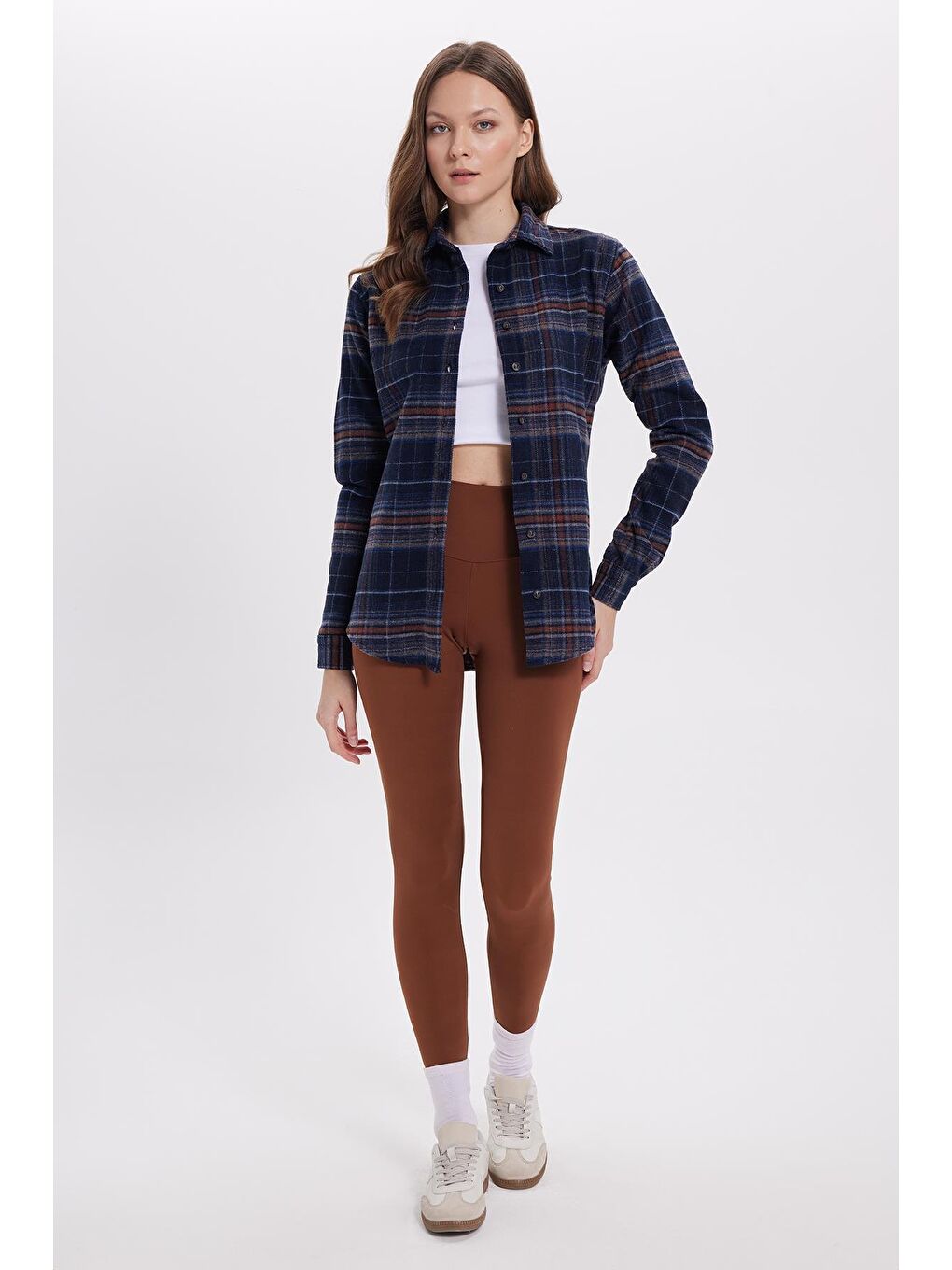 Karışık Kadın Oversize Geniş Kalıp Oduncu Ekose Gömlek-3