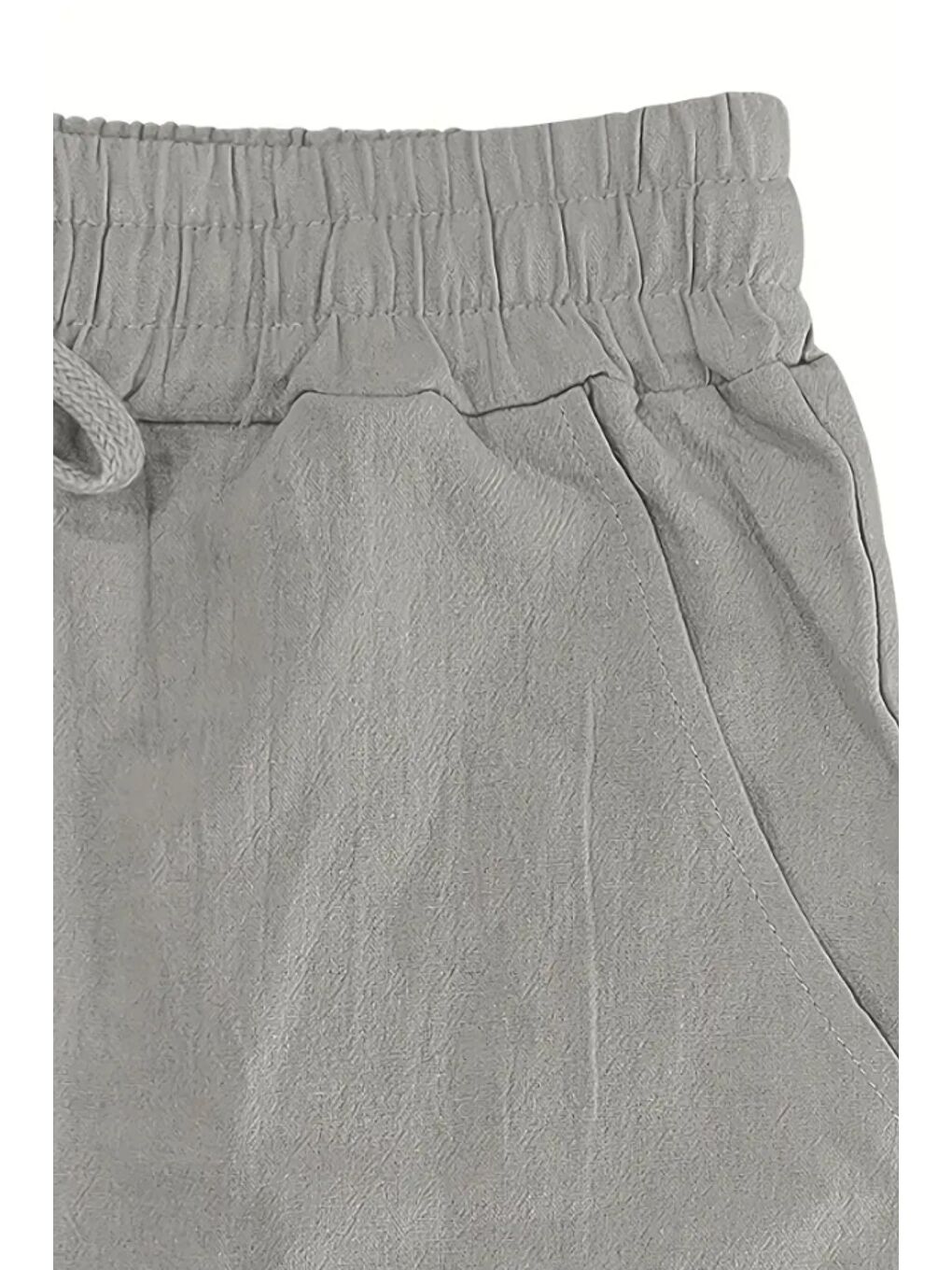 Gri Erkek Relaxed Fıt Pamuklu Keten Pantolon-3