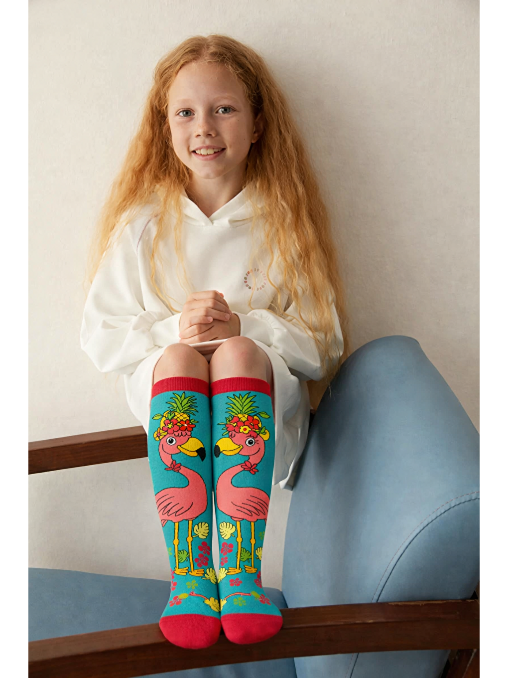 Karışık Kız Çocuk Flamingo Desenli Dizüstü Çorap-1