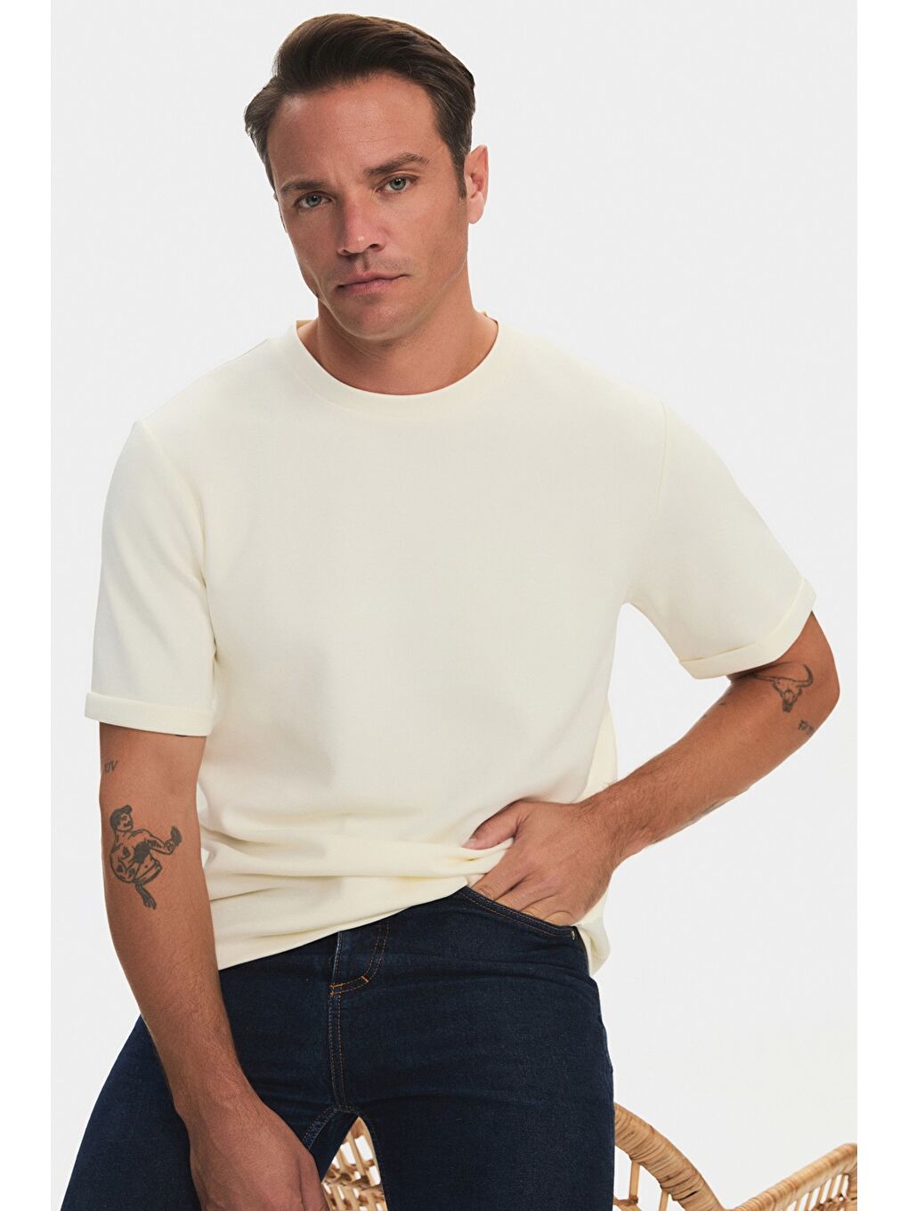 Ekru Erkek Regular Fit Sweatshirt