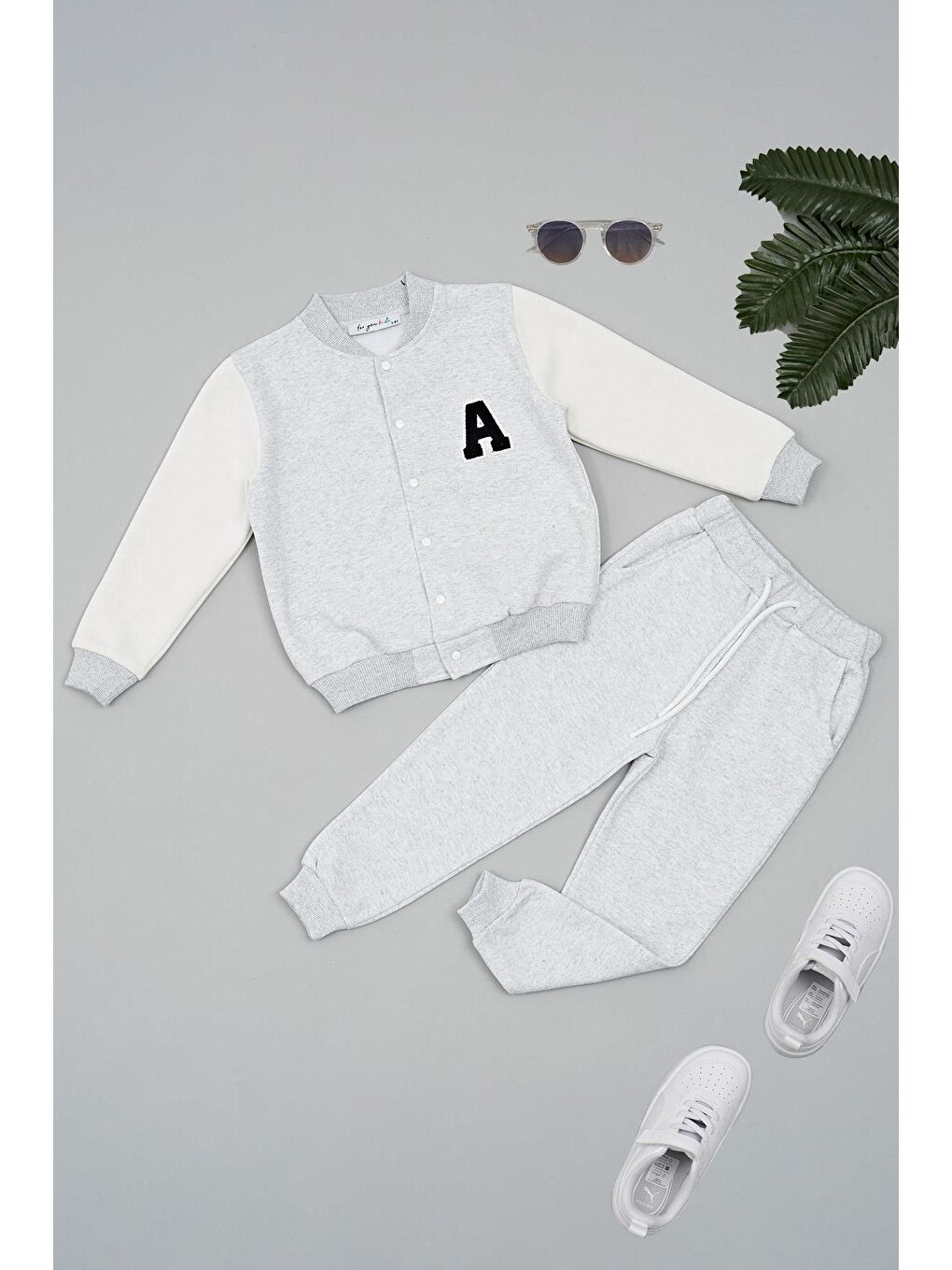 Kolej Ceket A Nakışlı Gri Alt Üst Takım