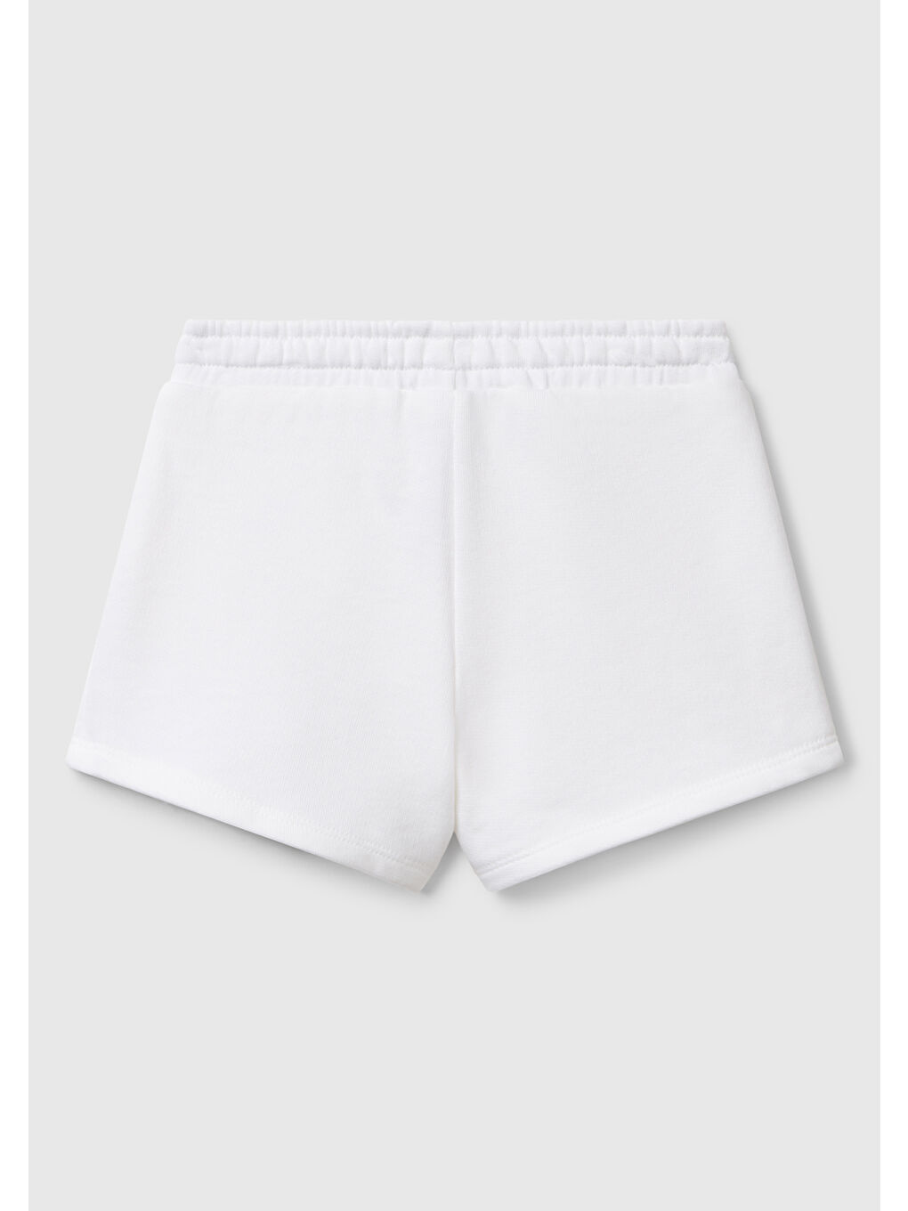 Kız Çocuk Beyaz Benetton Logo İşlemeli Beli İpli Şort-1