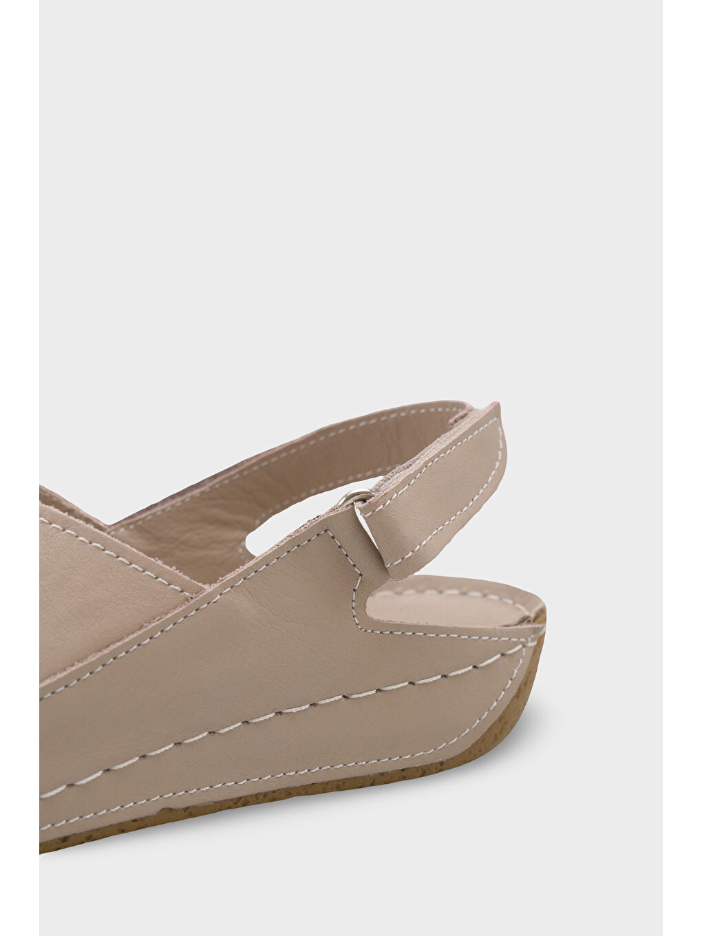 Bej Florina Hakiki Deri Soft Konfor Kadın Sandalet-3
