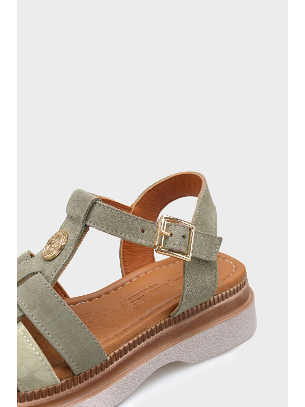 Juliane Hakiki Süet Gladyatör Dolgu Topuk Kadın Sandalet-2