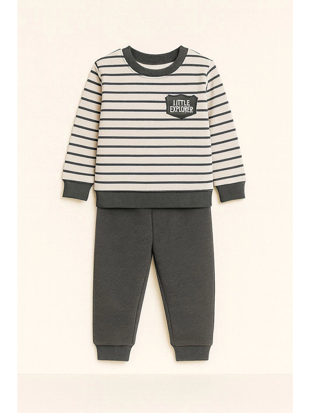 Gri Çizgili Erkek Bebek Takım 20108-1