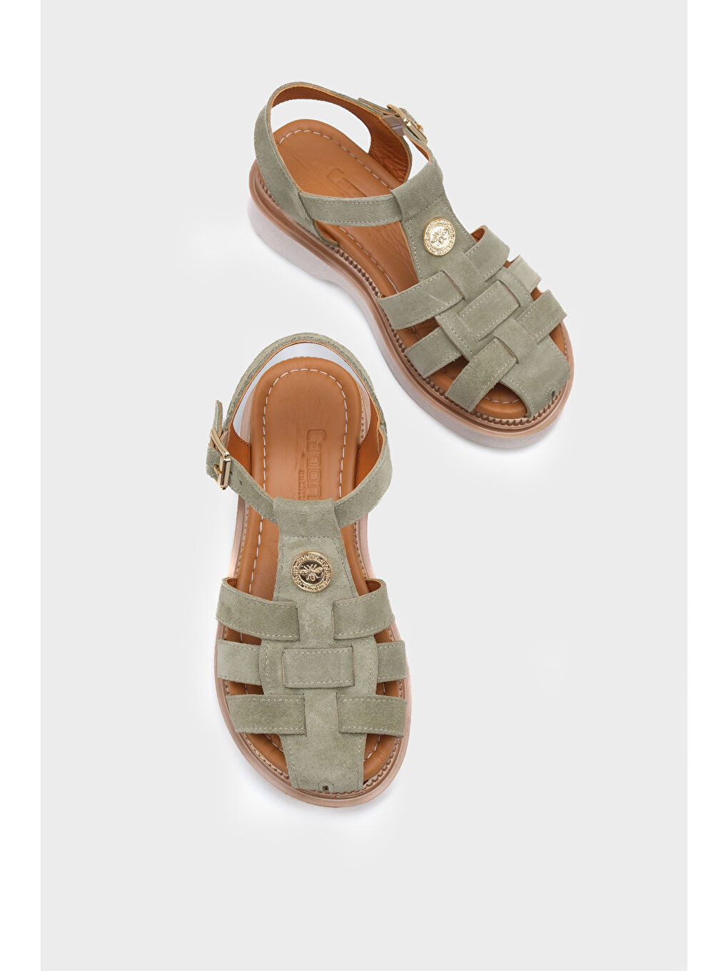 Juliane Hakiki Süet Gladyatör Dolgu Topuk Kadın Sandalet-4