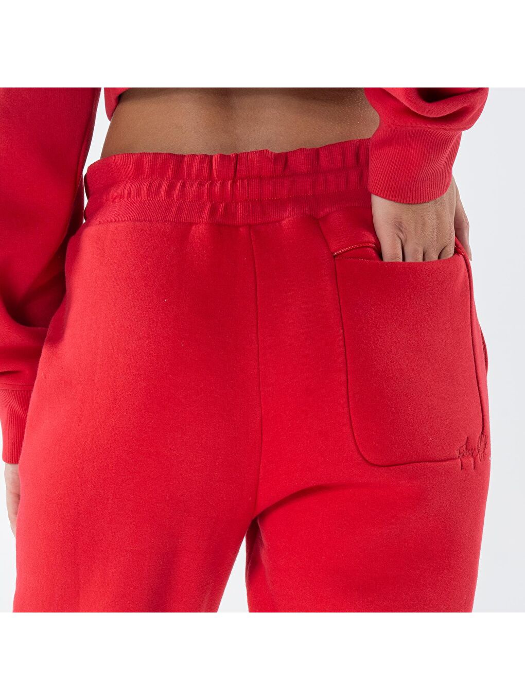 Agar Kadın Kırmızı Cepli Lastikli Jogger Pantalon Eşofman Altı-2