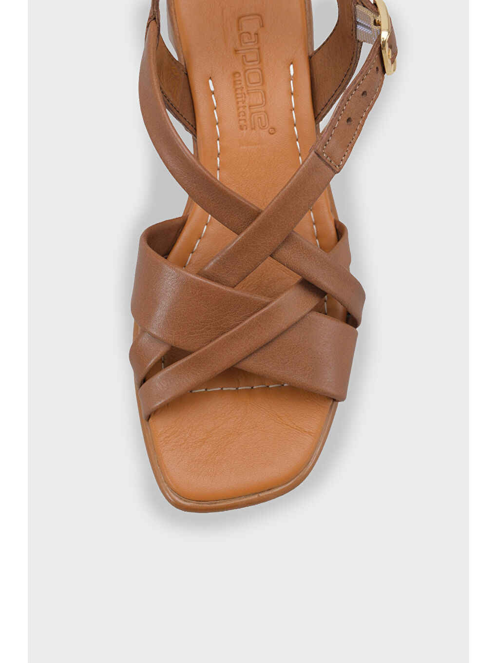 Bej Noreen Hakiki Deri Orta Topuklu Kadın Sandalet-2