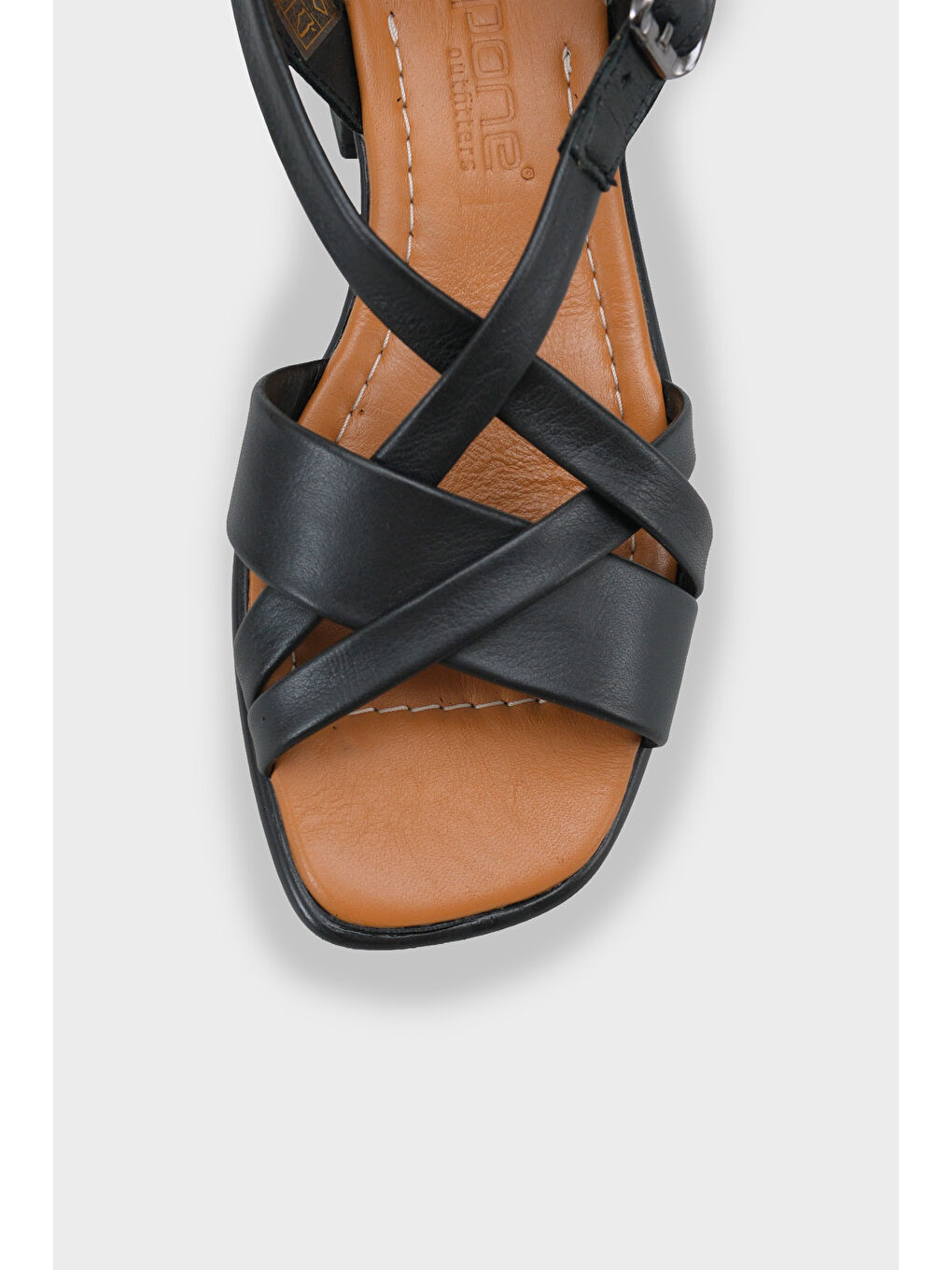 Siyah Noreen Hakiki Deri Orta Topuklu Kadın Sandalet-2
