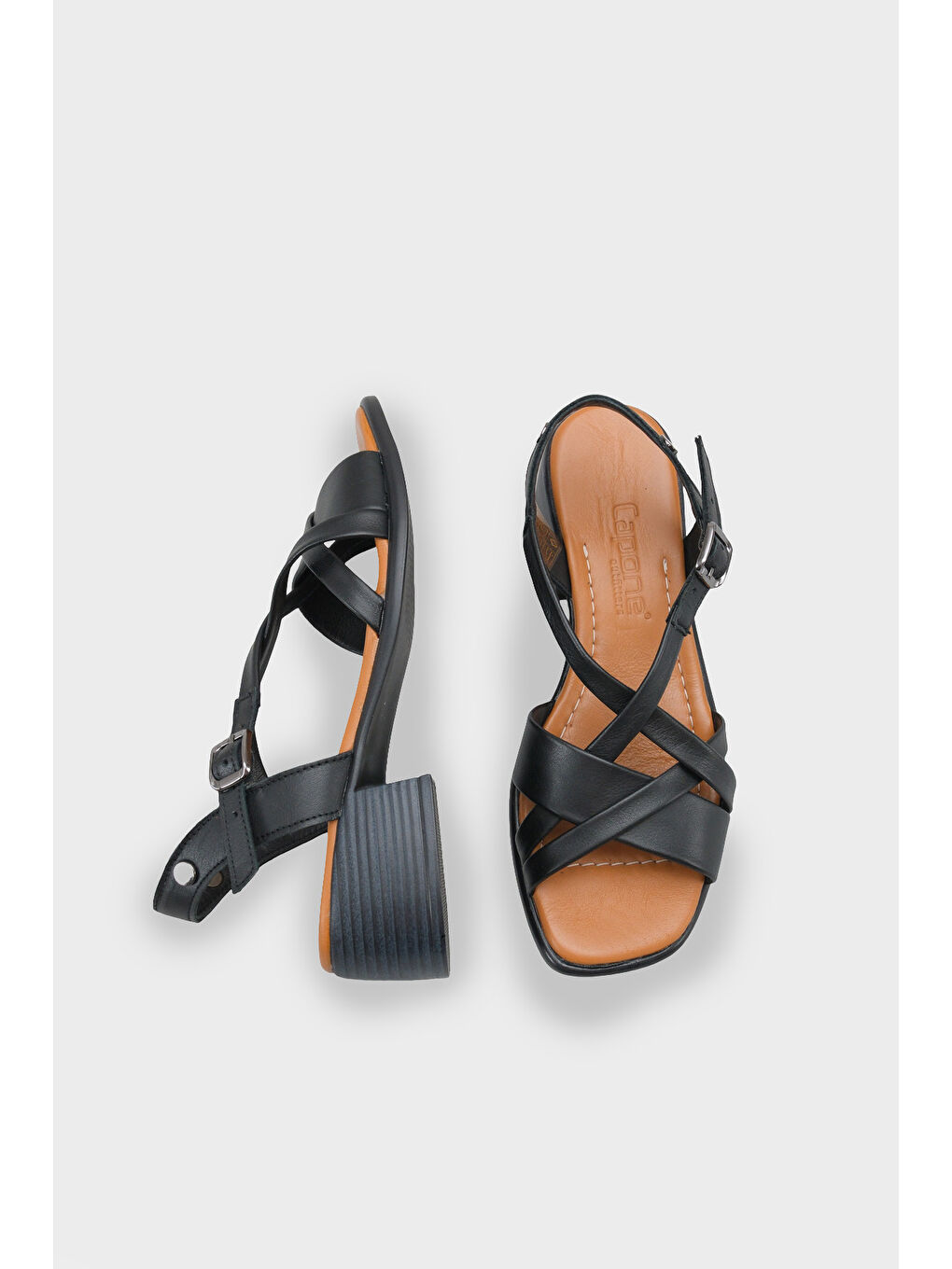 Siyah Noreen Hakiki Deri Orta Topuklu Kadın Sandalet-4