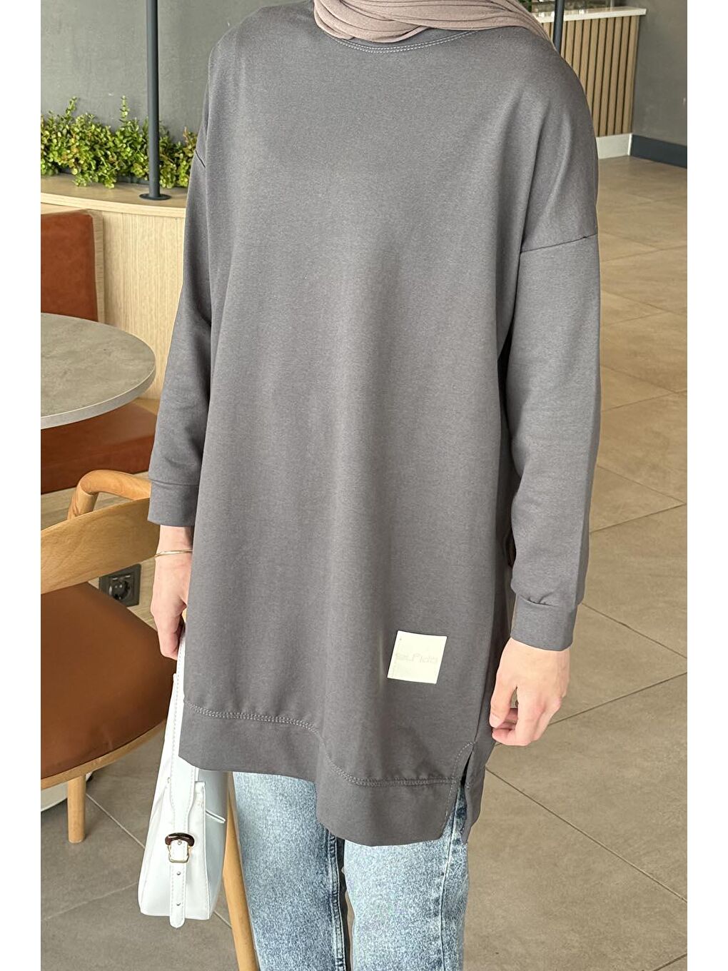 İki Iplikli Arma Detaylı Sweat Tunik Antrasit-2