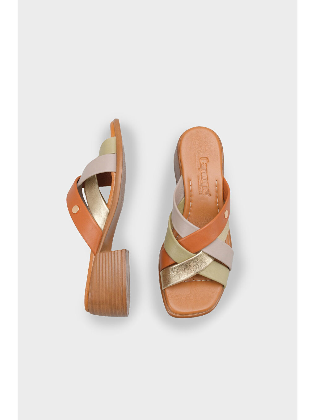 Kahverengi Melania Hakiki Deri Orta Topuklu Kadın Terlik-4