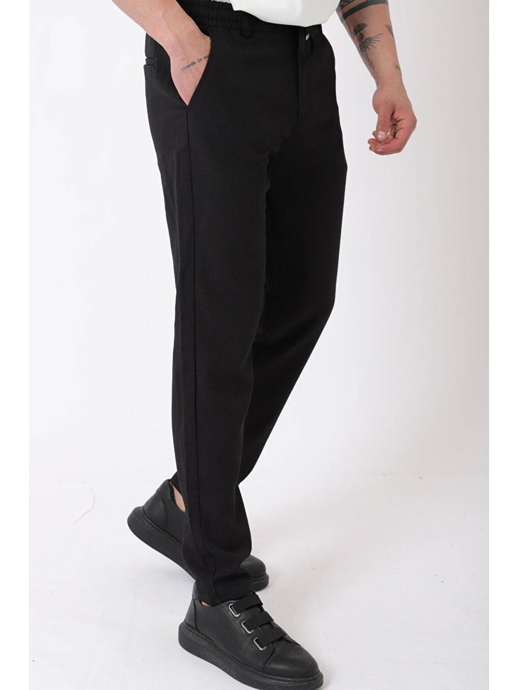 Siyah Gofret Desen Jogger Pantolon CPT-3_0399-2