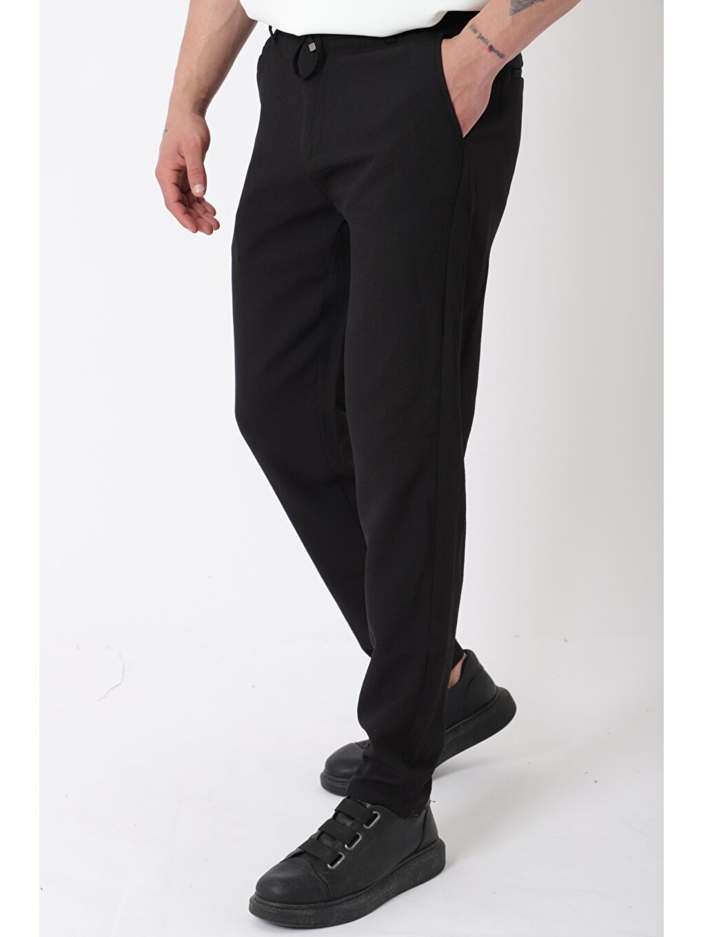 Siyah Gofret Desen Jogger Pantolon CPT-3_0399-3