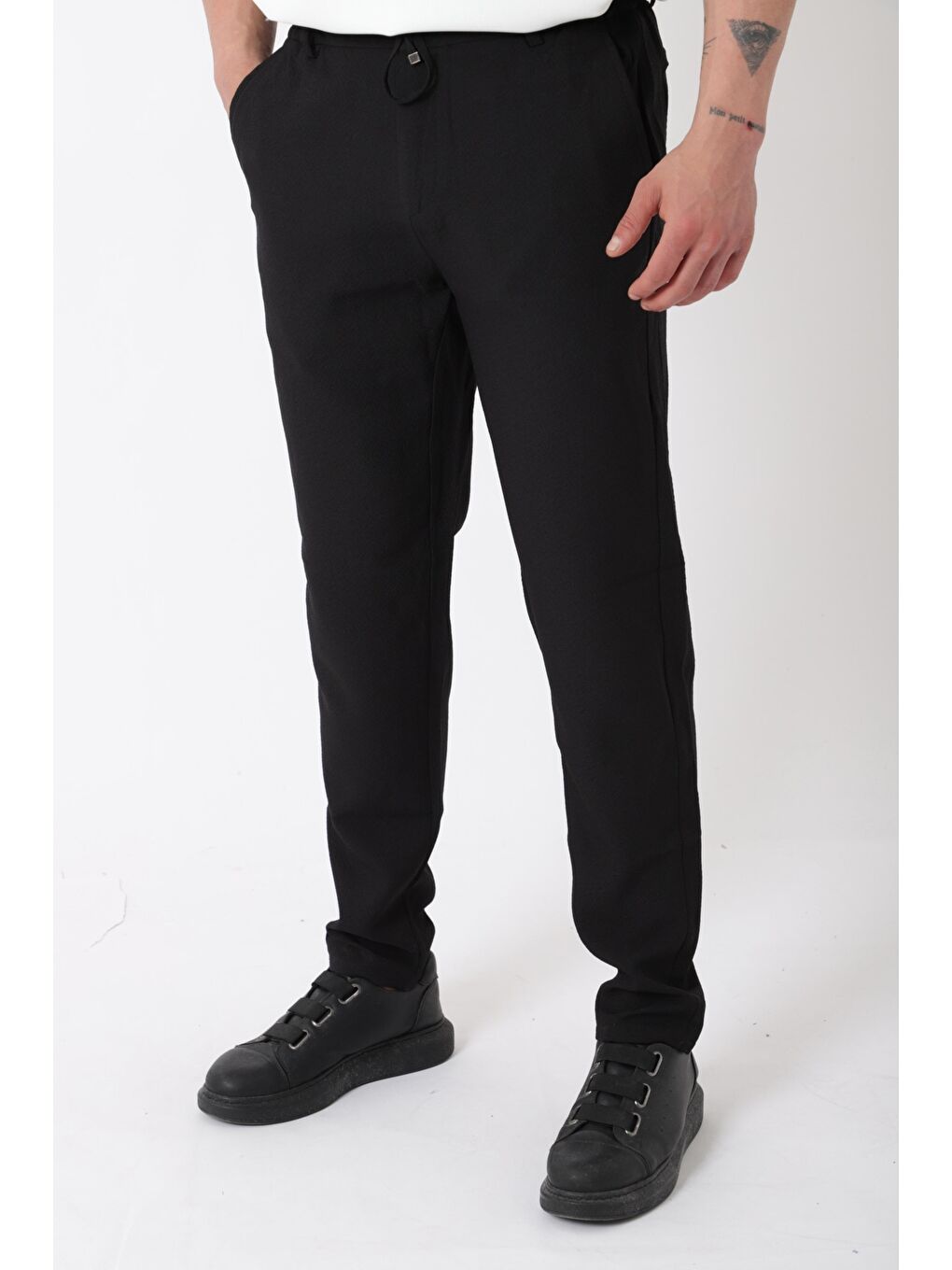 Siyah Gofret Desen Jogger Pantolon CPT-3_0399-5