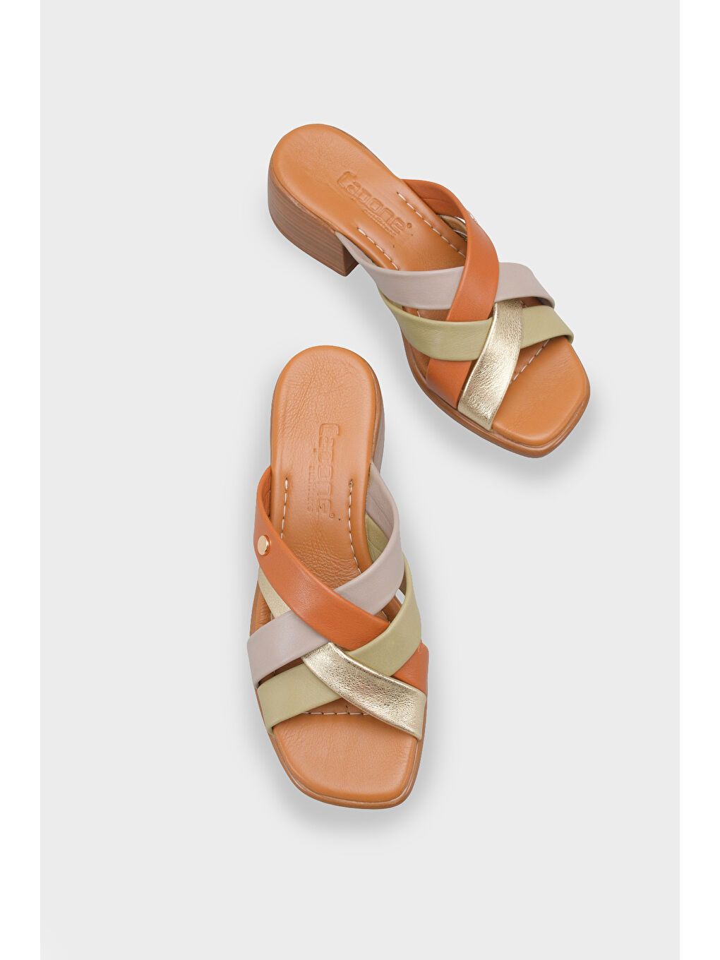 Kahverengi Melania Hakiki Deri Orta Topuklu Kadın Terlik-5