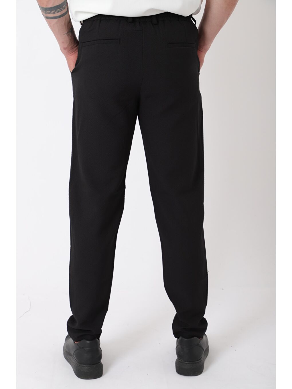 Siyah Gofret Desen Jogger Pantolon CPT-3_0399-6