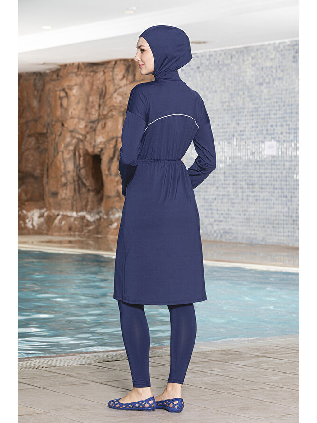 Elastanlı Tam Kapalı Tesettür Mayo 1266 02 Koyu Lacivert-3
