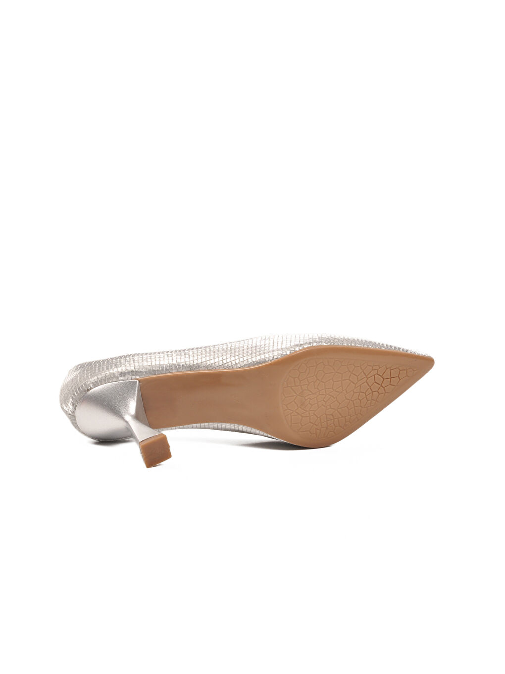 Gri Gümüş İnce Topuklu Kadın Abiye Ayakkabı 665140 Z-4