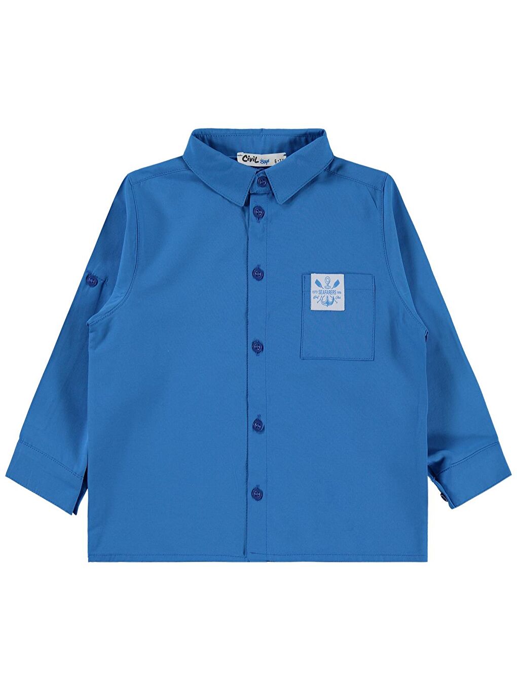 Turkuaz Boys Sailin Baskılı Tişörtlü 6-9 Yaş Gömlek - Mavi-3