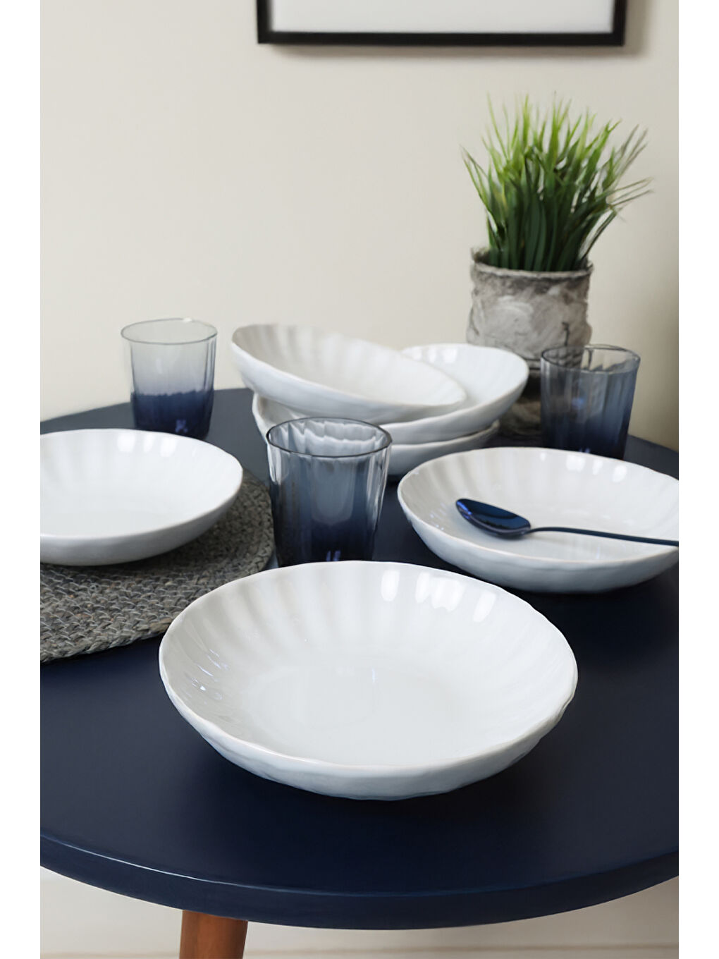 Beyaz Sirius Yemek  Tabağı 20 Cm 6 Adet