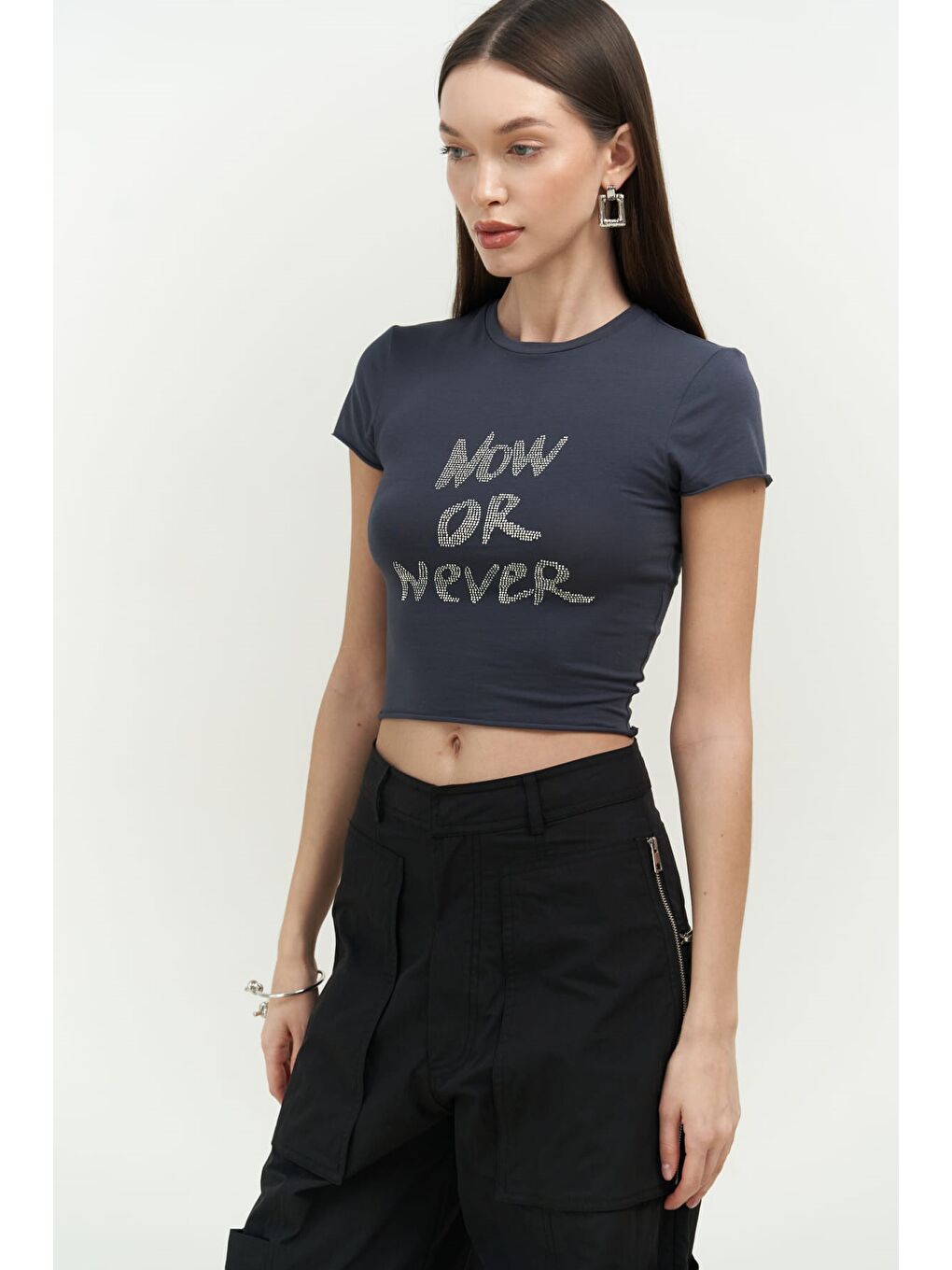 Mai Collection Antrasit Now Or Never Antrasit Penye Crop - 1