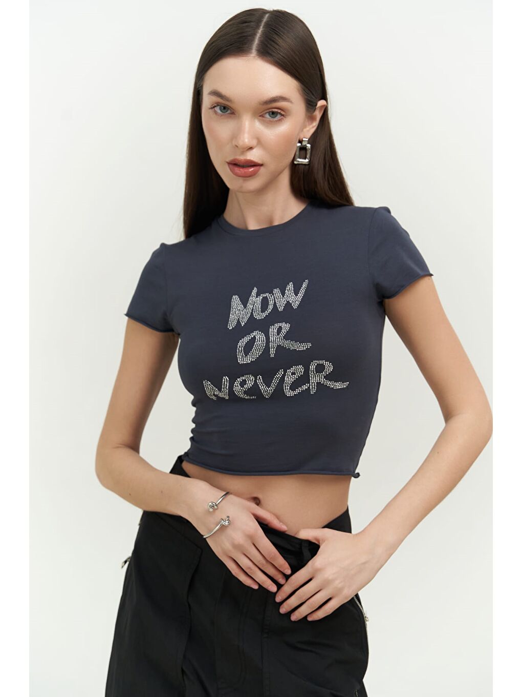 Mai Collection Antrasit Now Or Never Antrasit Penye Crop - 3