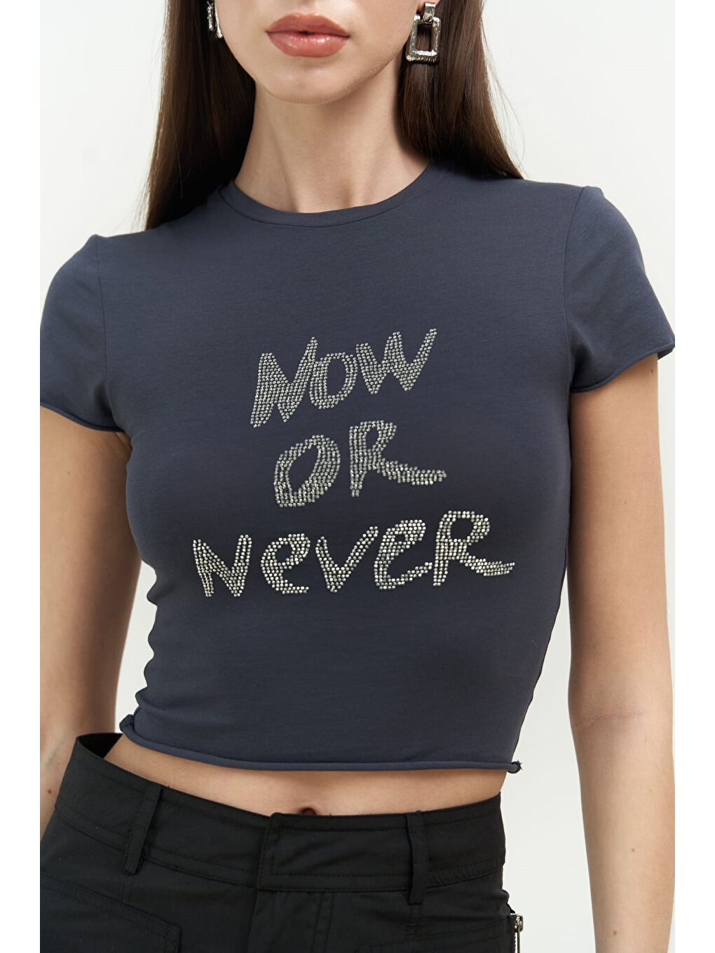 Mai Collection Antrasit Now Or Never Antrasit Penye Crop - 4