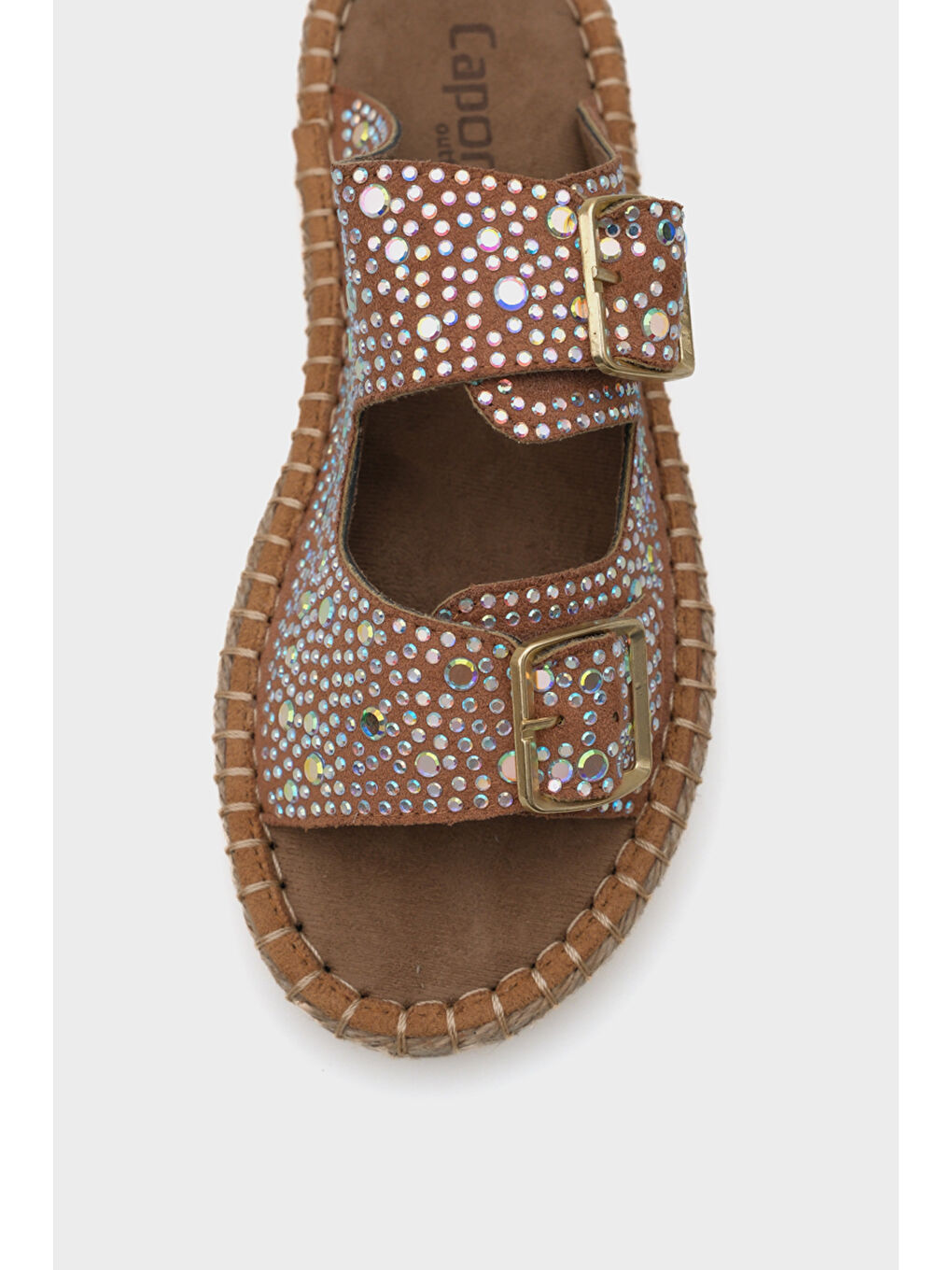 Siyah Caitlin Çift Bantlı Taşlı Kadın Espadril Terlik-2