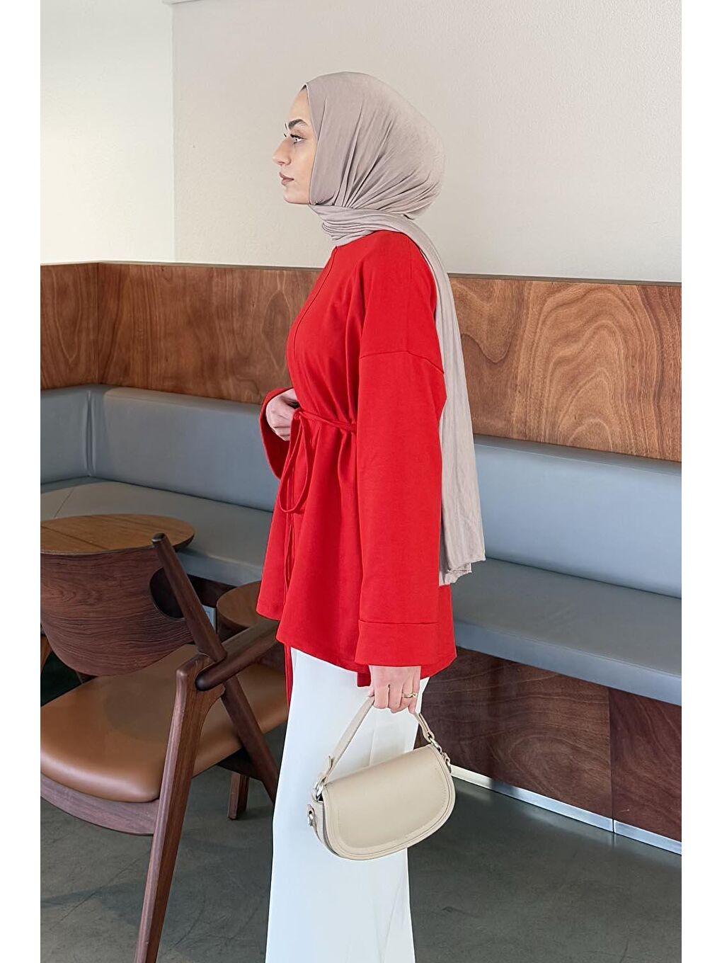 Yırtmaç Detaylı Sweat Kırmızı-1