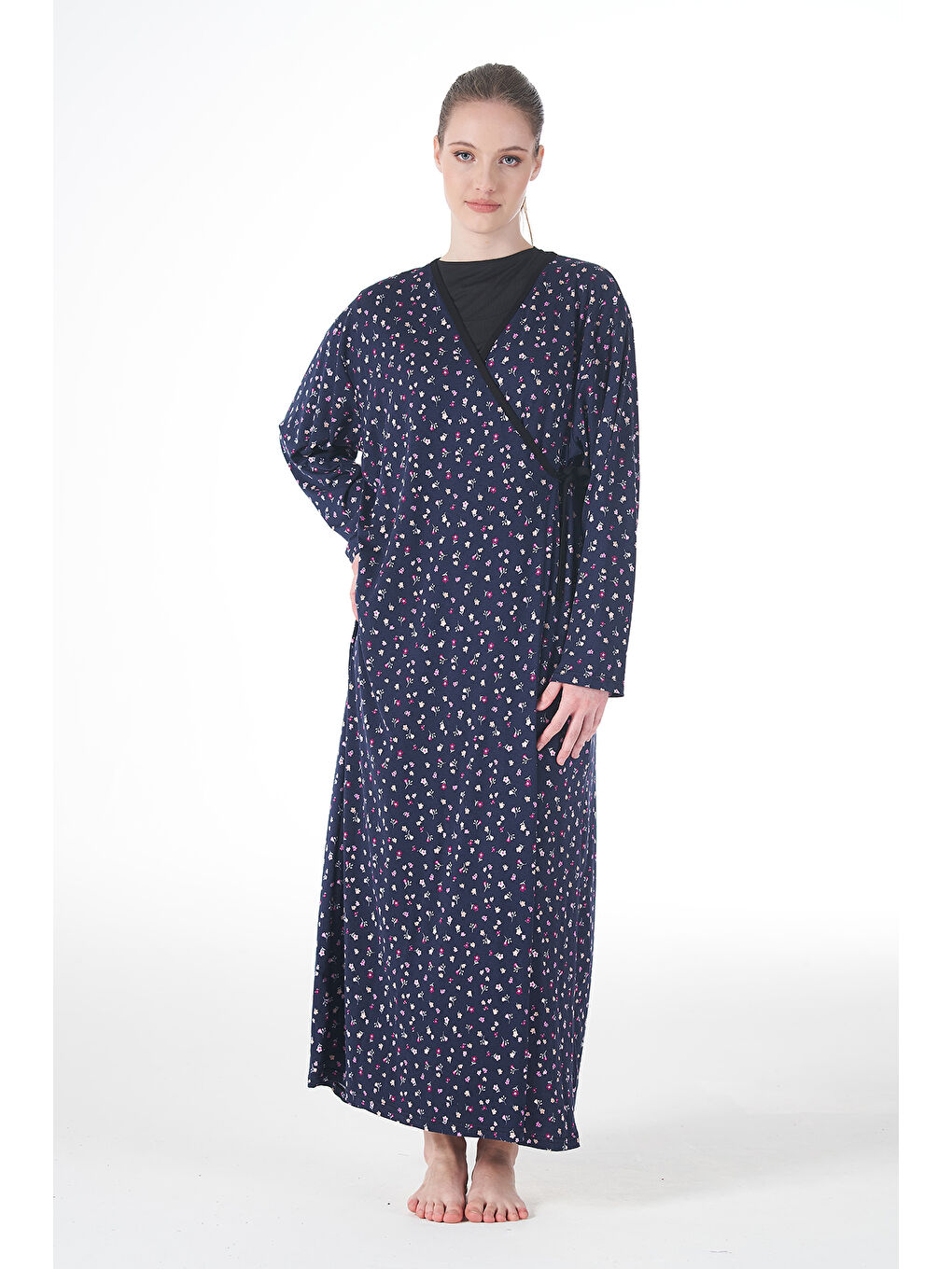 Kadın Viskon Elbise 25247 Lacivert-1