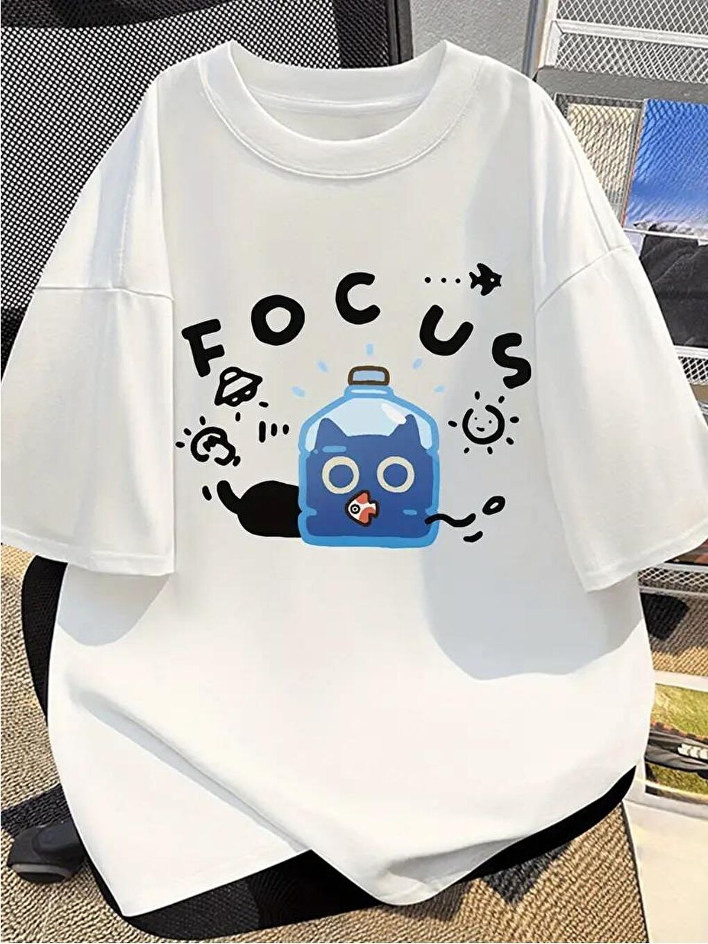 Focus Baskılı Beyaz T Shirt