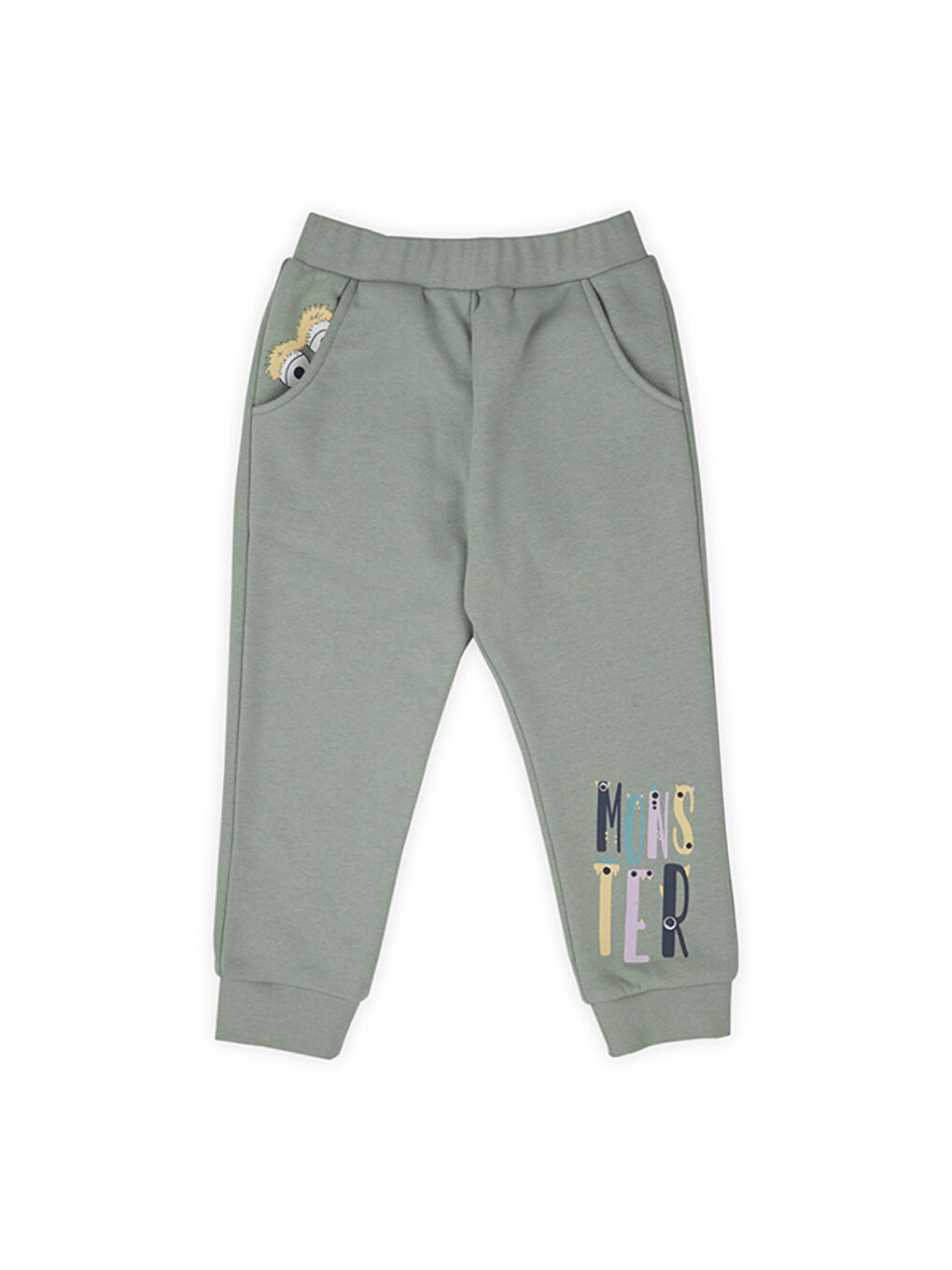 Erkek Çocuk Baskı Detaylı Eşofman Alt Yeşil-3