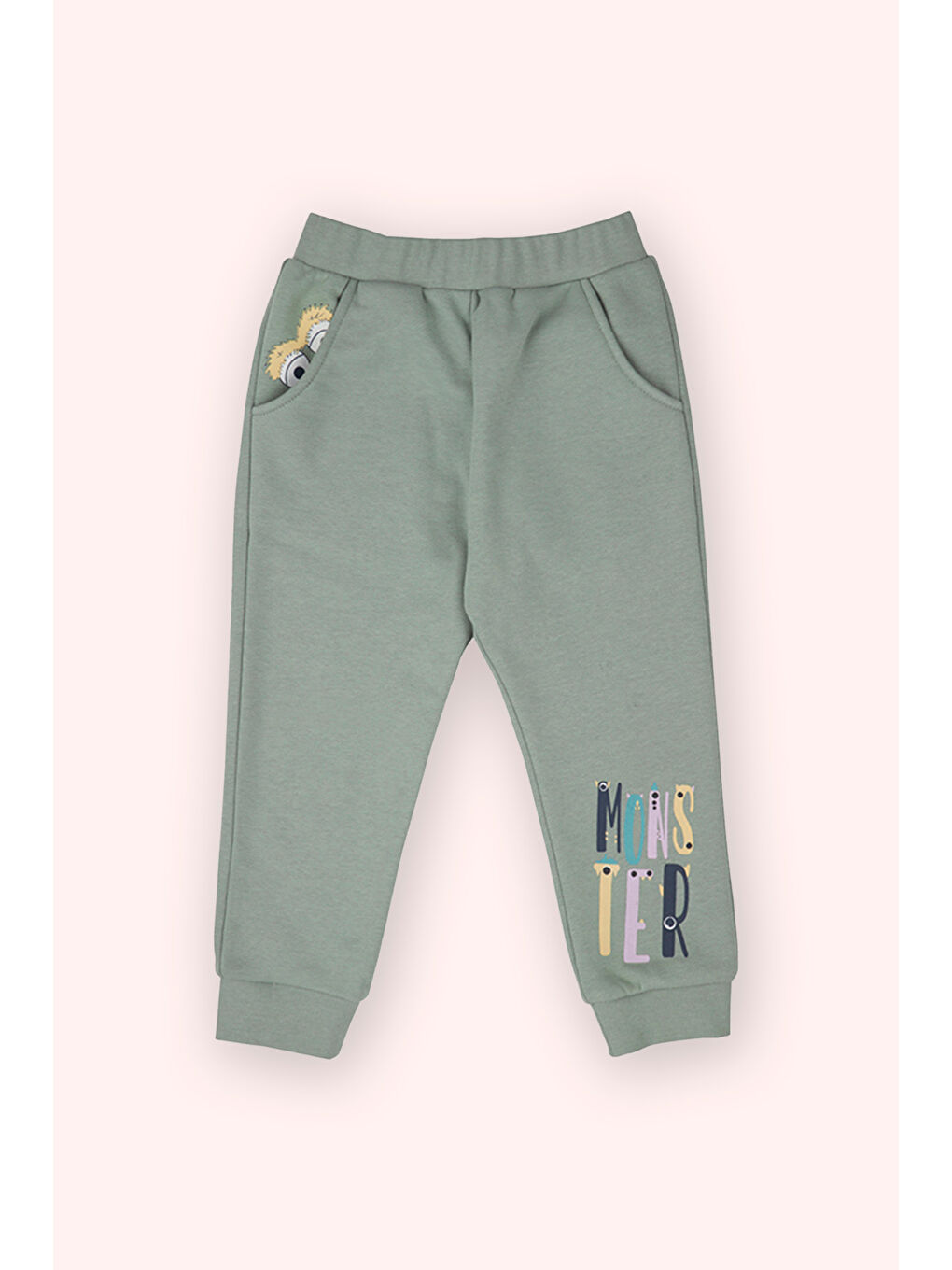 Erkek Çocuk Baskı Detaylı Eşofman Alt Yeşil-4