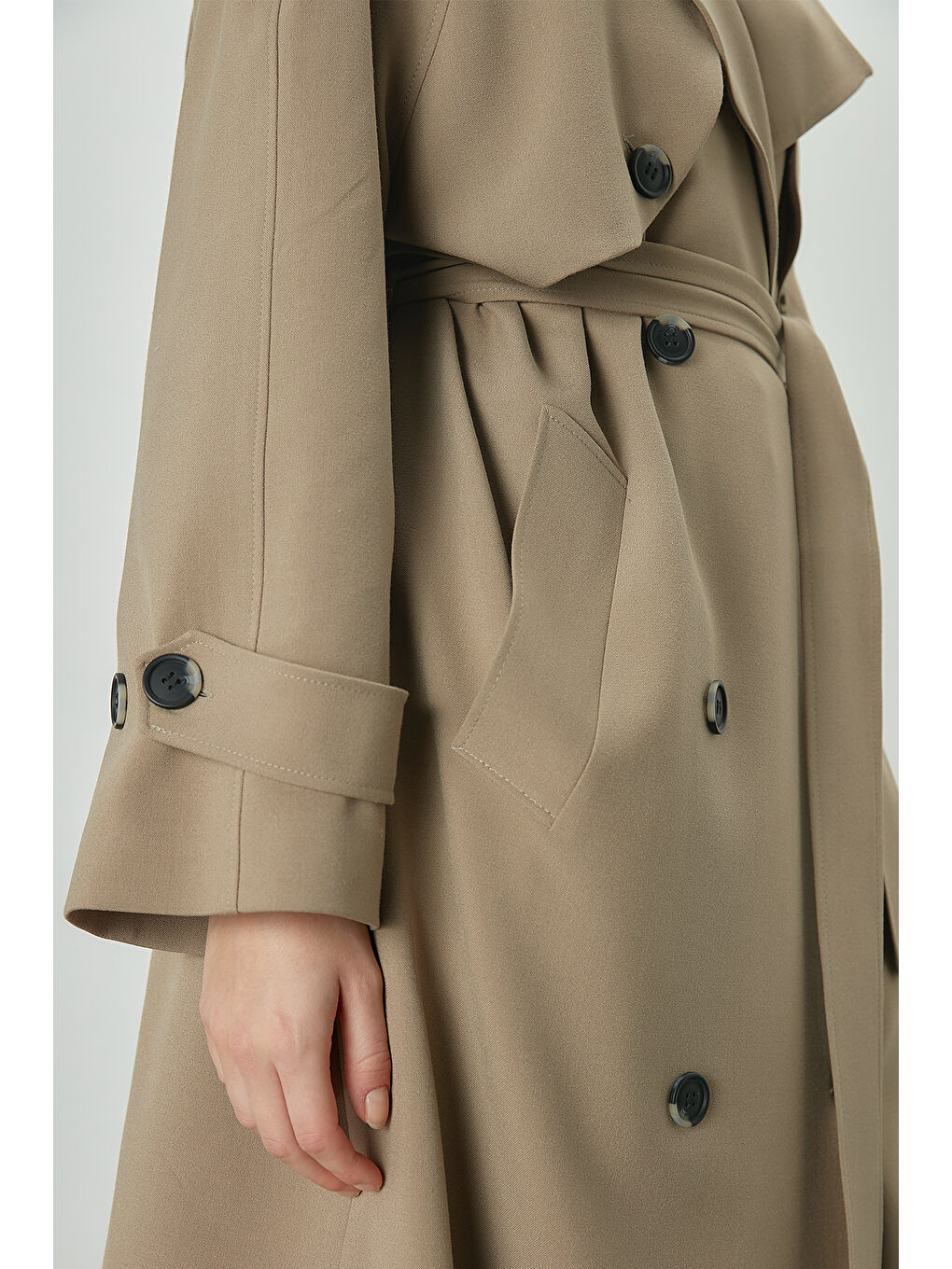 Premium Oversize Trençkot Açık Bej-2