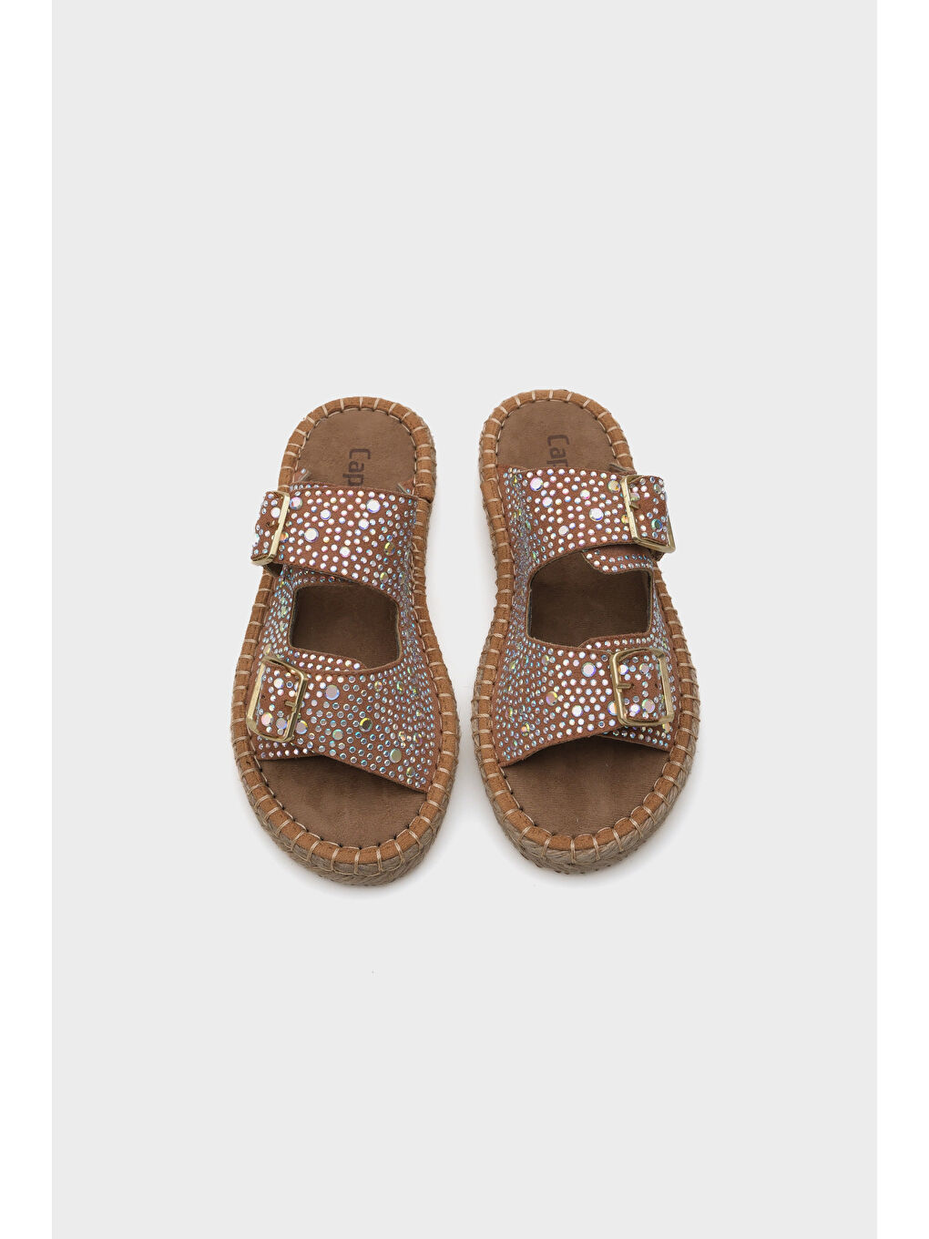 Siyah Caitlin Çift Bantlı Taşlı Kadın Espadril Terlik-5