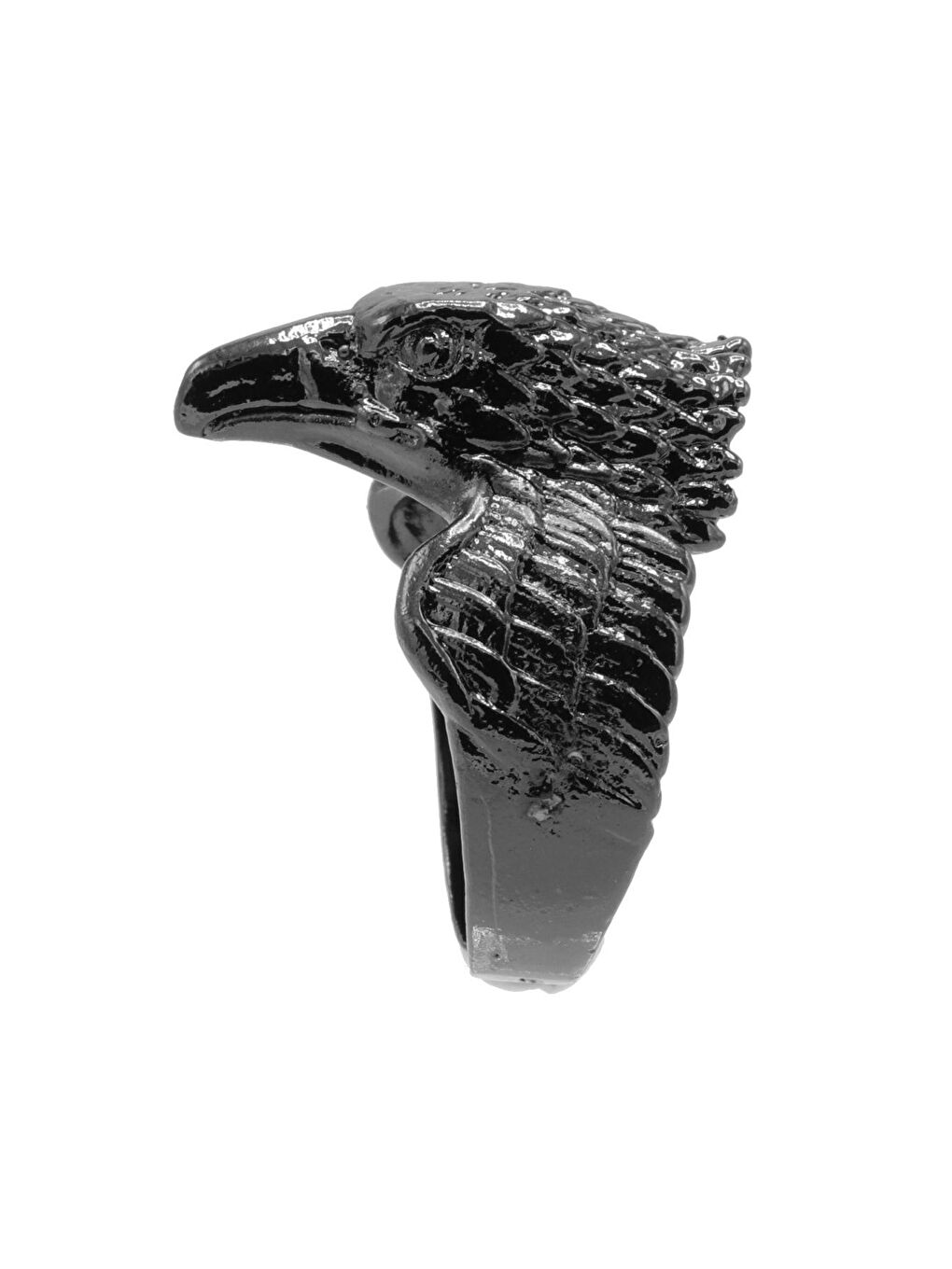 Erkek Metalik Antrasit Lak Kaplama Ayarlanabilir Albatros Yüzük-1