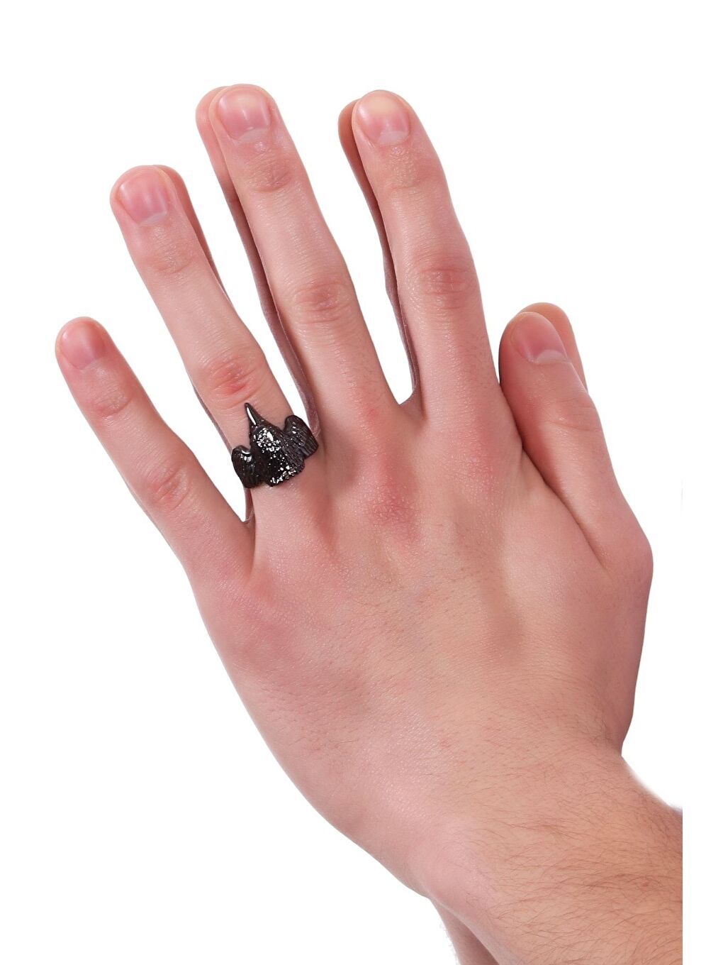 Erkek Metalik Antrasit Lak Kaplama Ayarlanabilir Albatros Yüzük-3