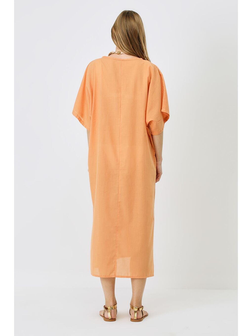 Turuncu Pareo Plaj Elbisesi 22328 Kavun İçi-3