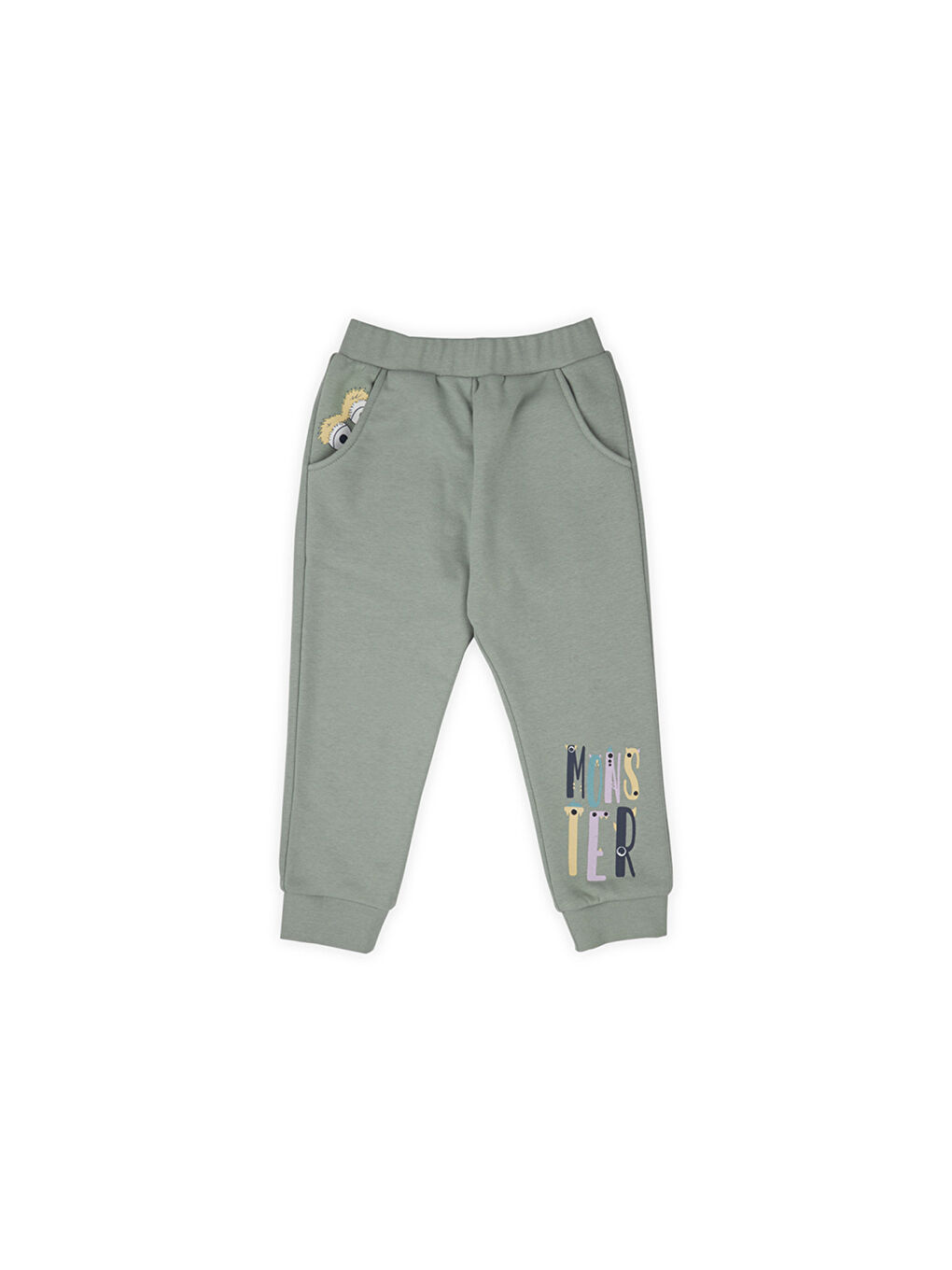 Erkek Çocuk Baskı Detaylı Eşofman Alt Yeşil-9