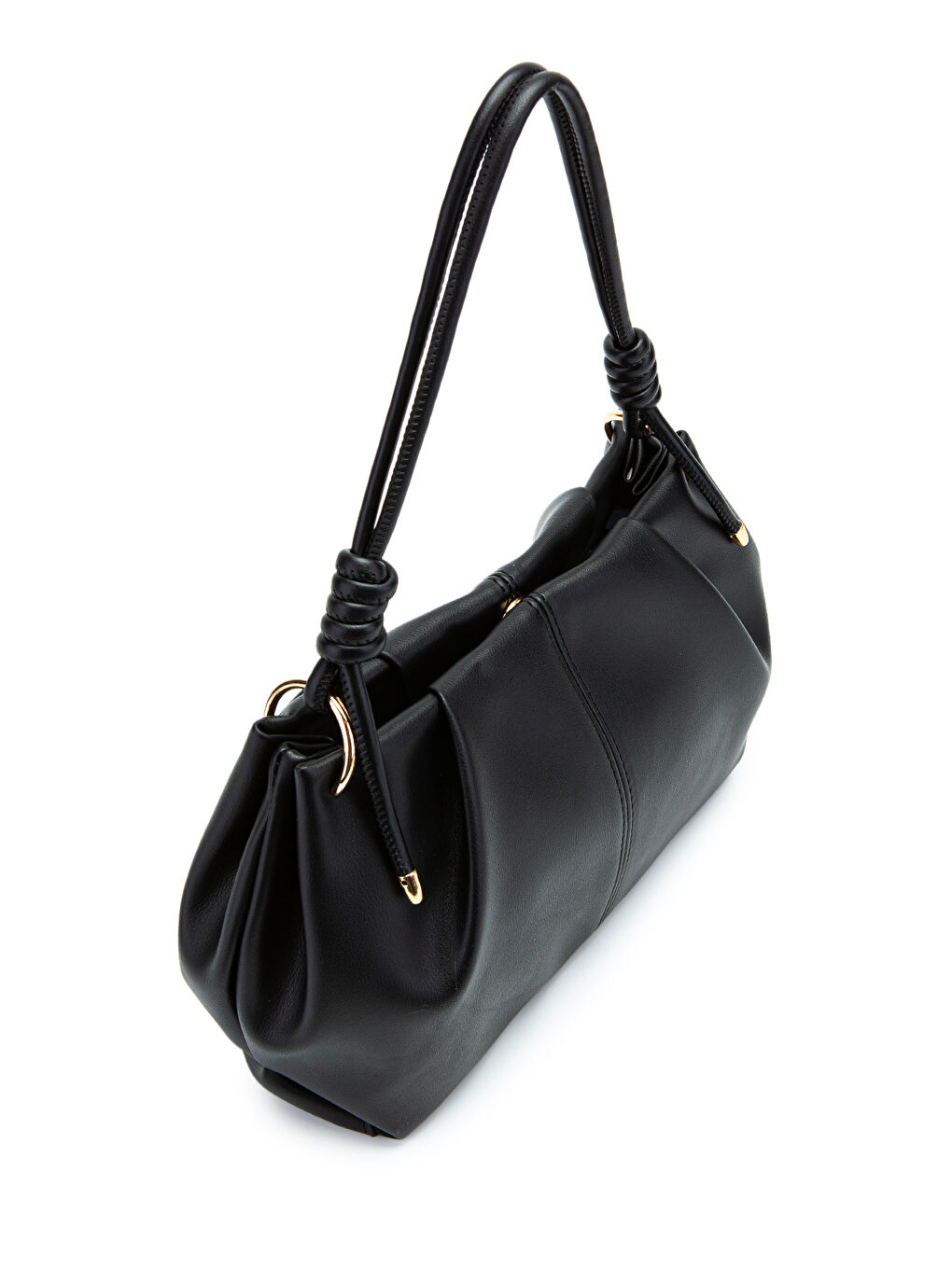 Büzgü Detaylı Mat Chen Kol Çanta Siyah-3